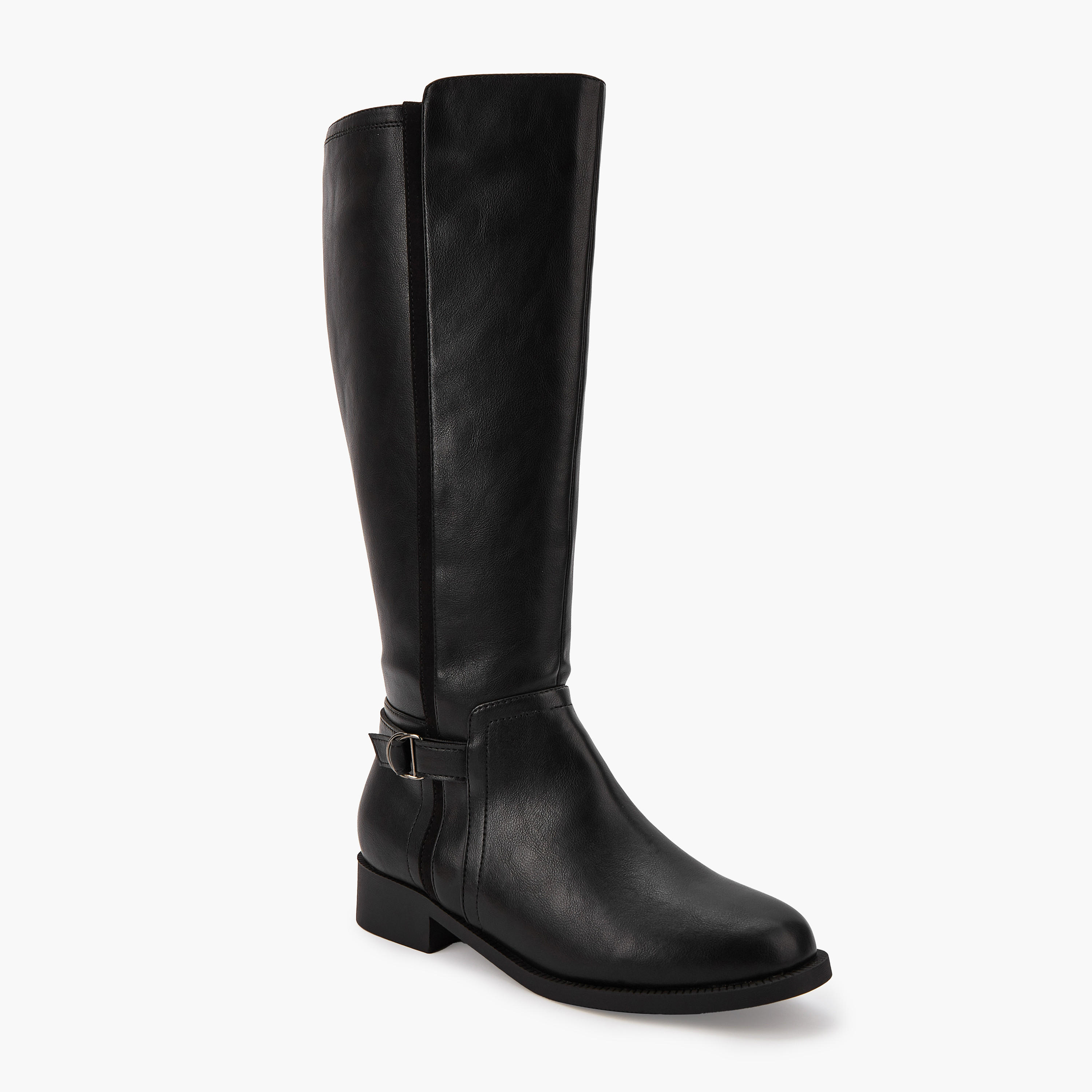 بوت طويل بتفاصيل إبزيم وسحّاب إغلاق من فلورا بيلا-women-shoes-boots-image-1