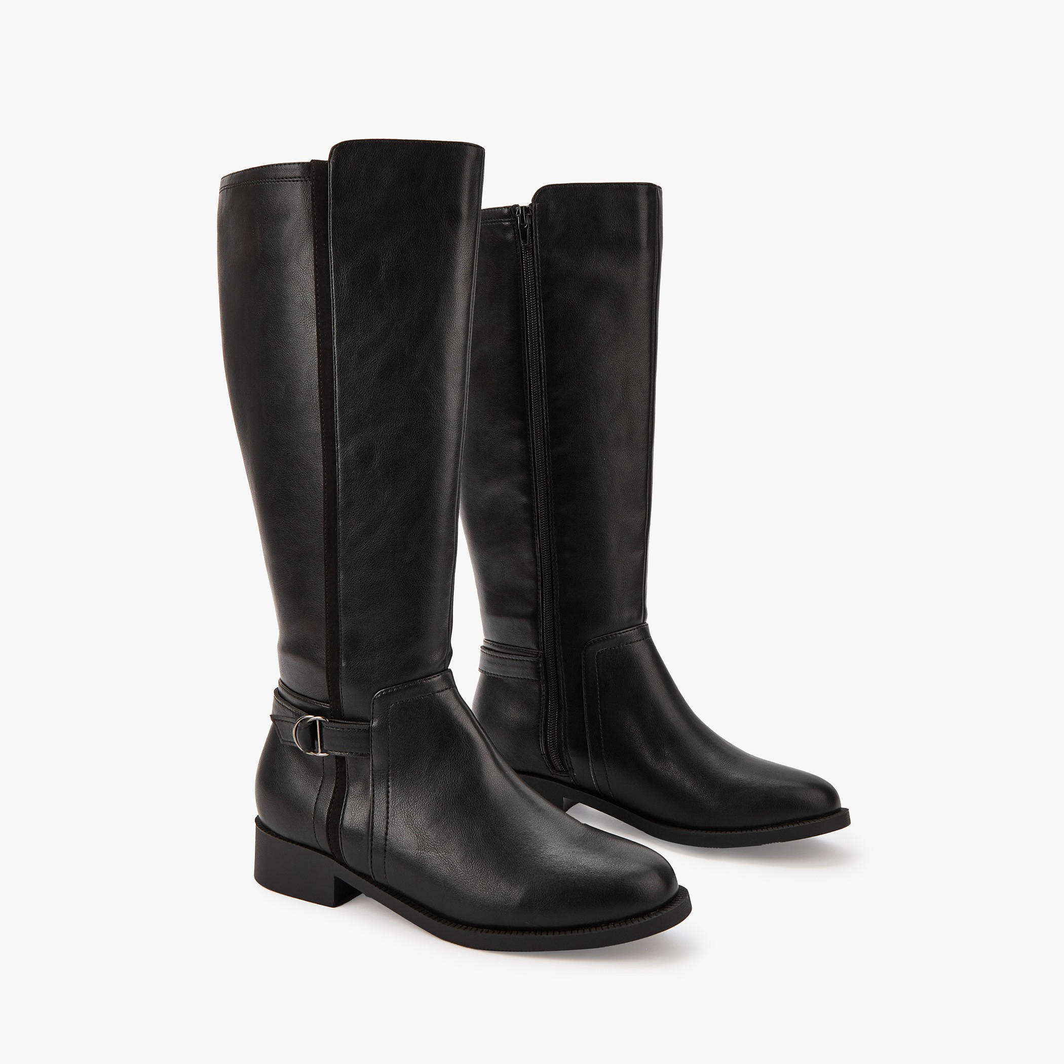 بوت طويل بتفاصيل إبزيم وسحّاب إغلاق من فلورا بيلا-women-shoes-boots-image-4