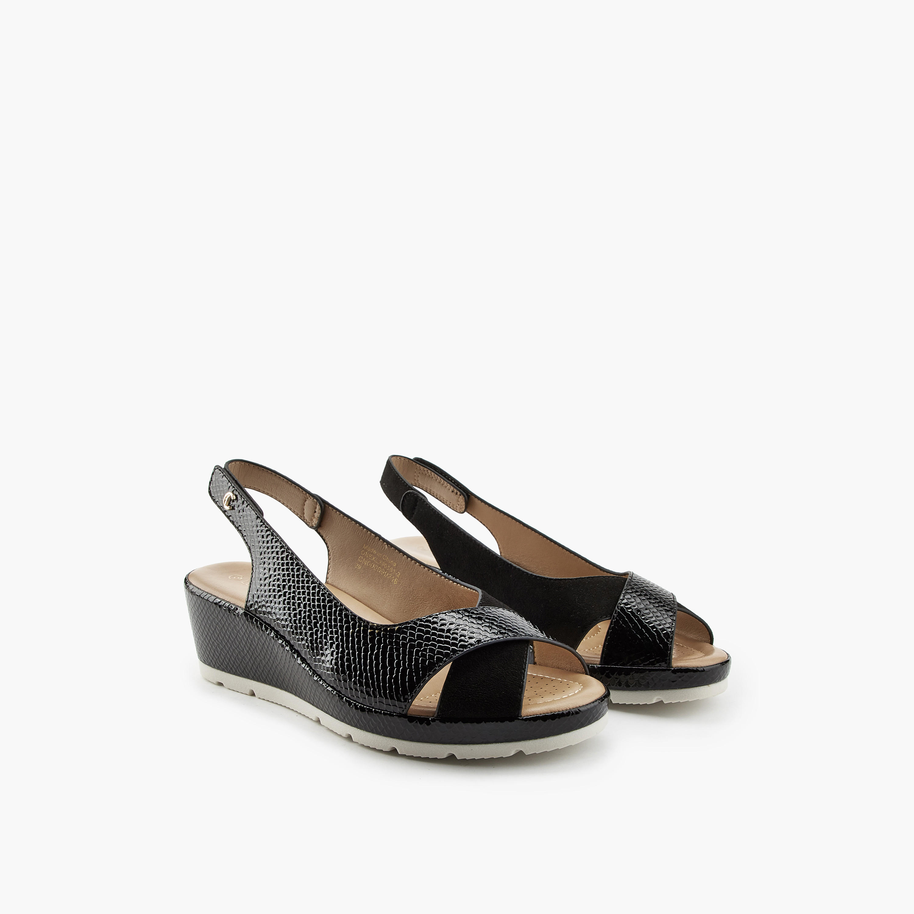 Le Confort Women Cross Strap Wedge Heel Sandals-women-shoes-sandals-heeled-image-1