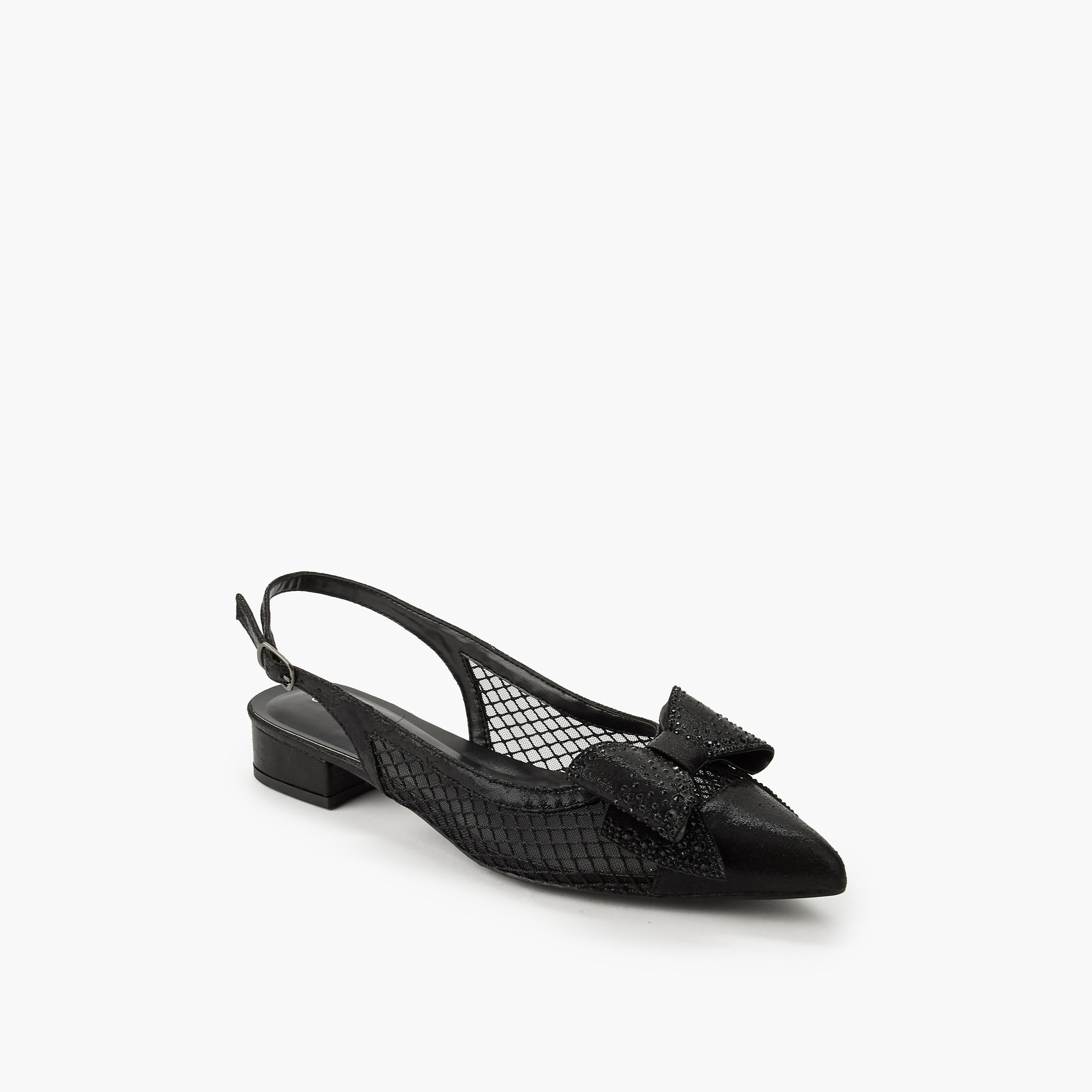 Celeste Women Bow Embellished Buckle Closure Pointed Toe Shoes-women-shoes-sandals-heeled-image-2
