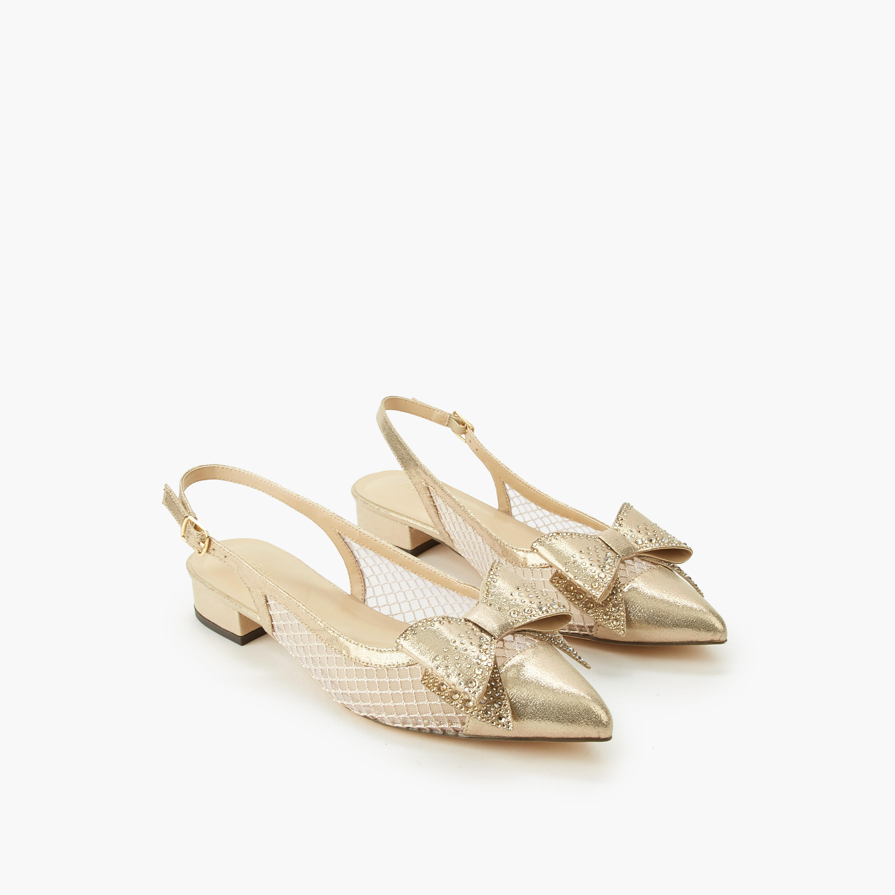 Celeste Women Bow Embellished Buckle Closure Pointed Toe Shoes-women-shoes-sandals-heeled-image-1