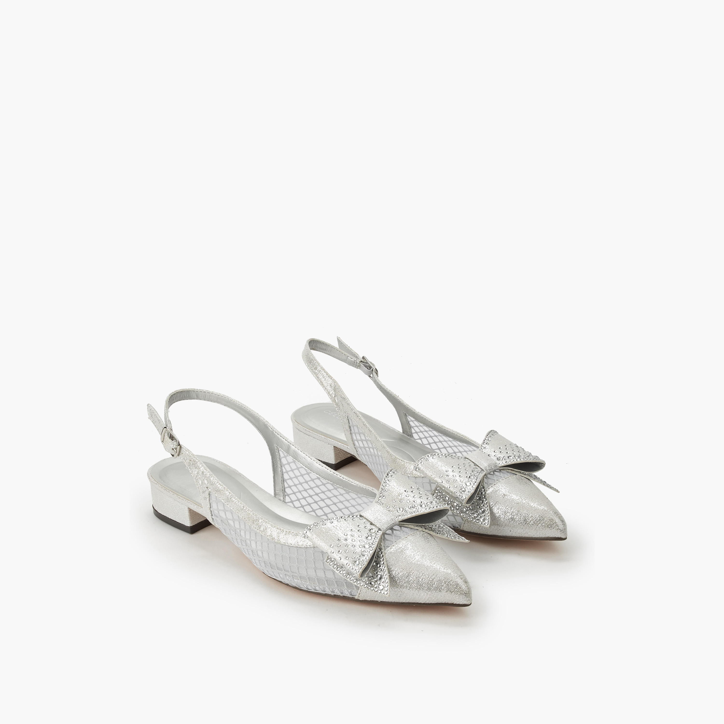 Celeste Women Bow Embellished Buckle Closure Pointed Toe Shoes-women-shoes-sandals-heeled-image-1