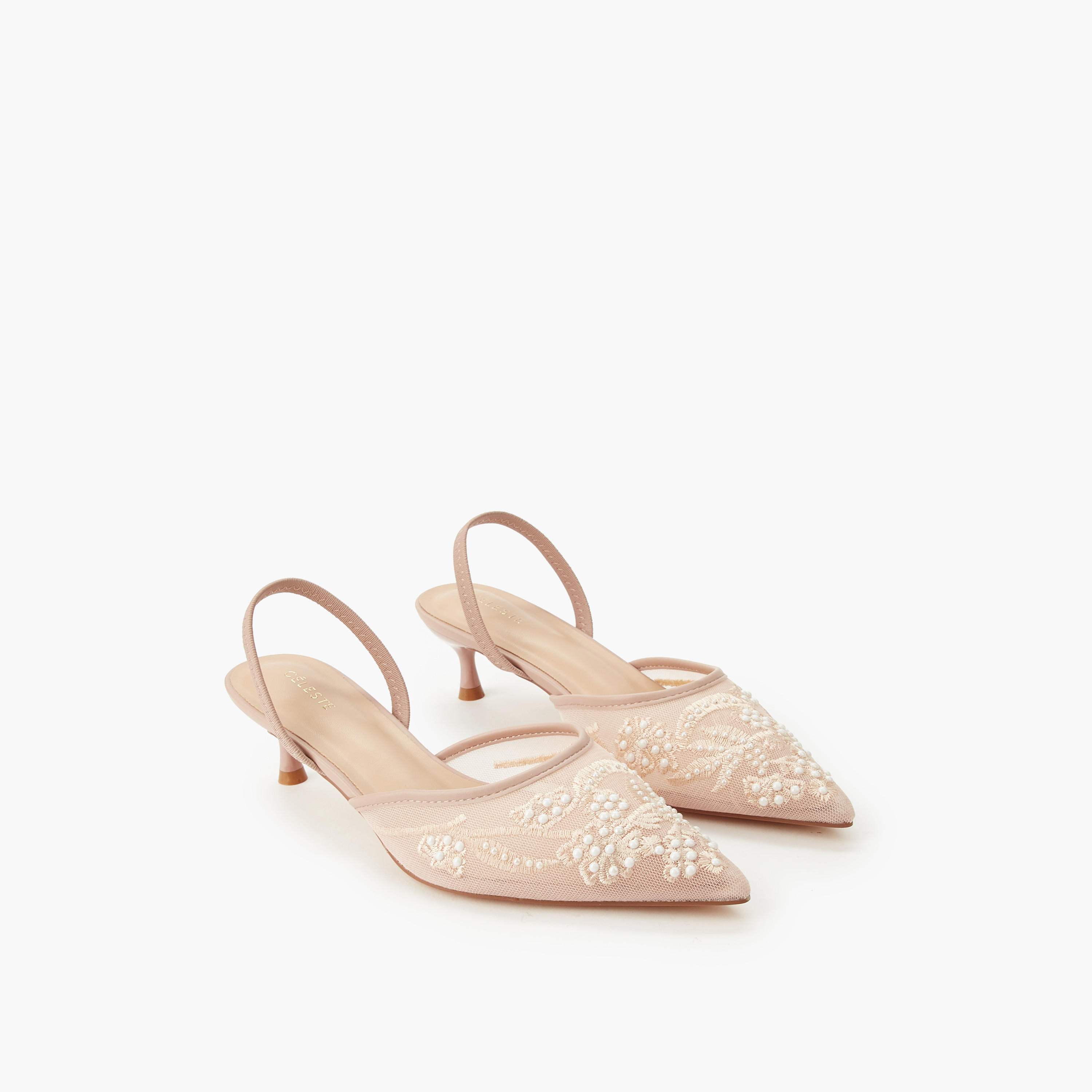 Celeste Women Embellished Kitten Heel Pointed Toe Shoes-women-shoes-sandals-heeled-image-1