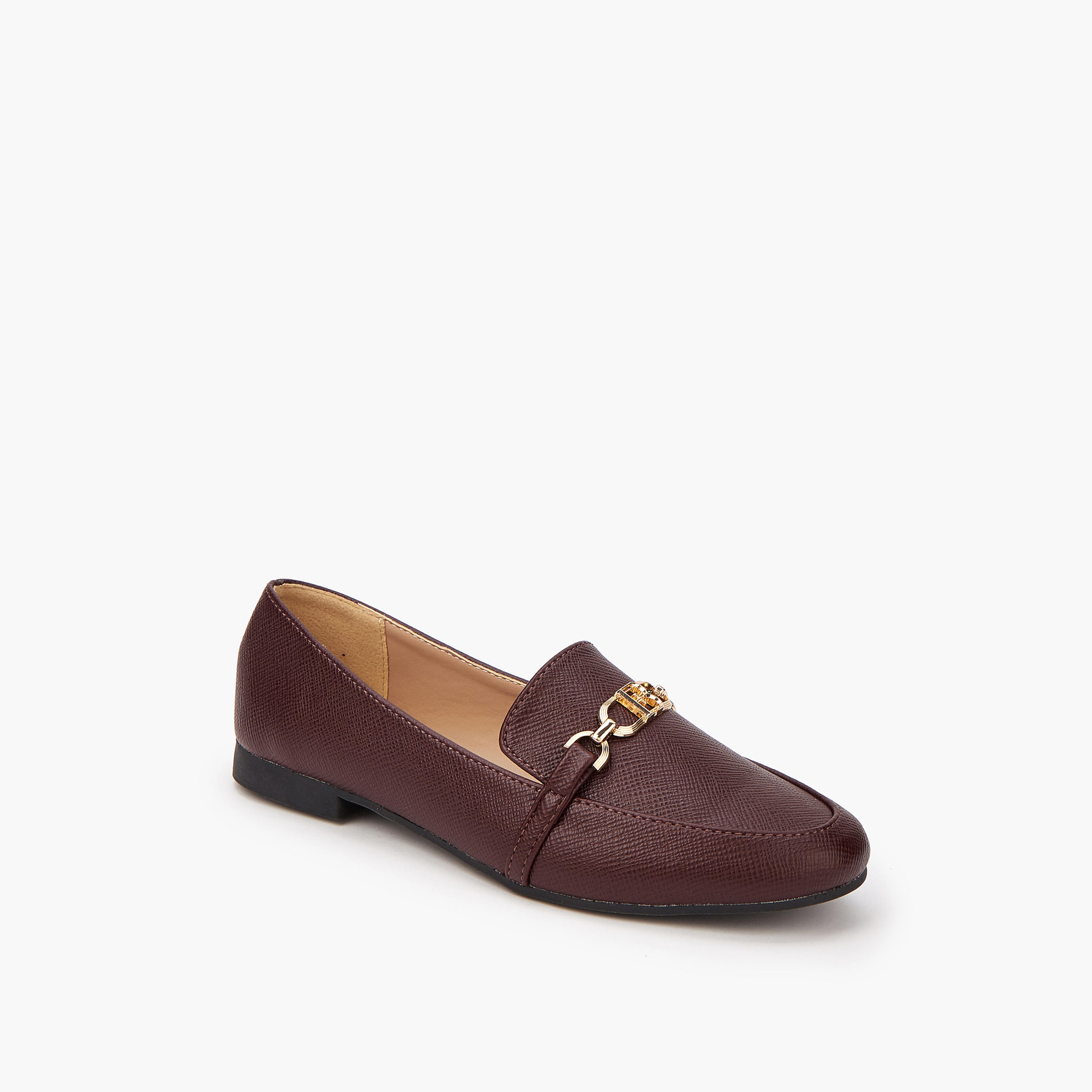 Flora Bella Textured Chain Detail Slip-On Loafers-women-shoes-loafersandmoccasins-image-3