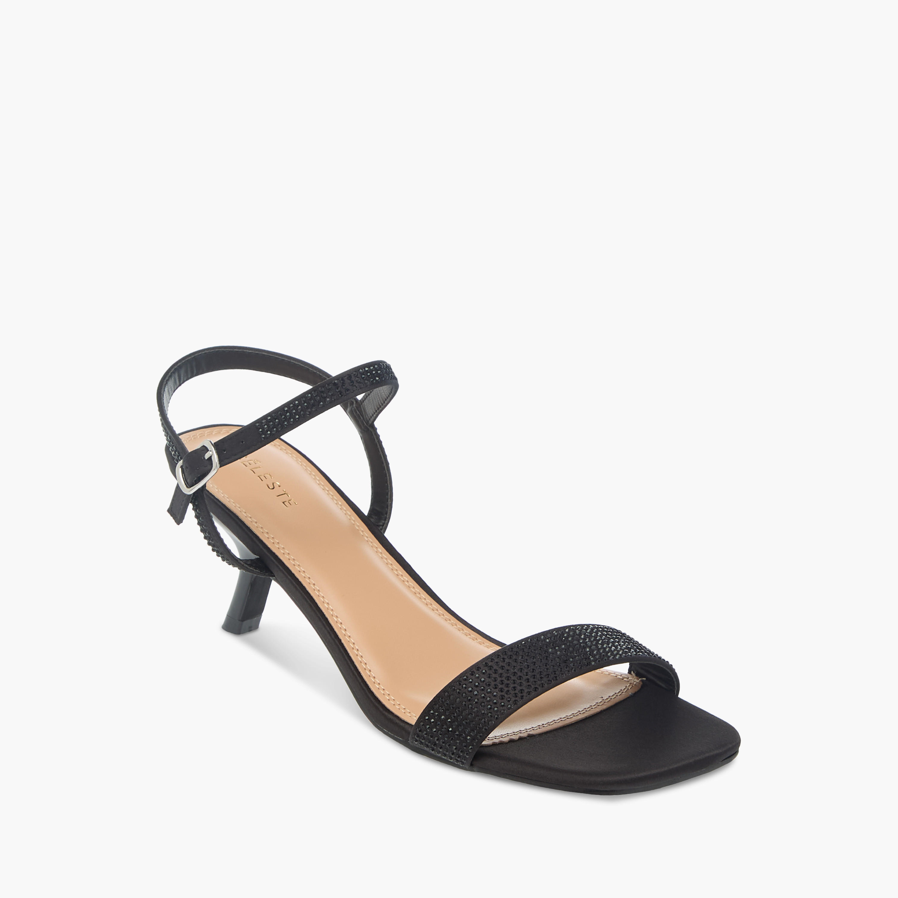 Celeste Women's Embellished Sandals with Kitten Heels and Buckle Closure-women-shoes-sandals-heeled-image-2