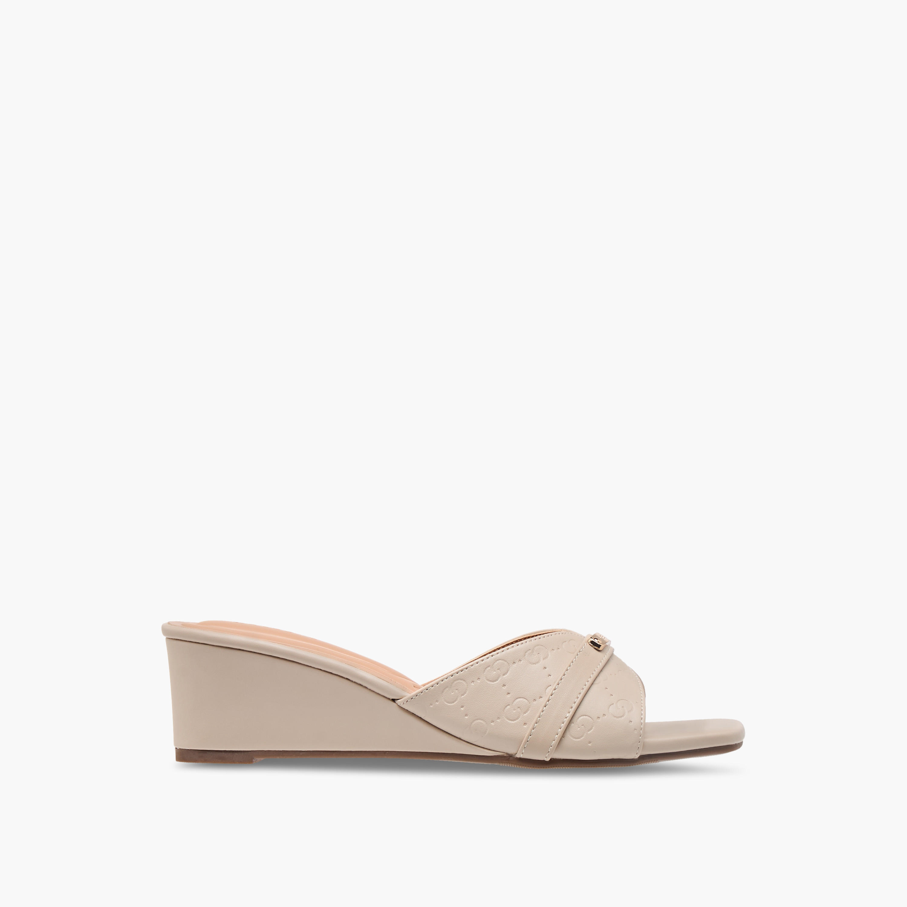 Celeste Women's Monogram Embossed Slip-On Sandals with Wedge Heels-women-shoes-sandals-heeled-image-3