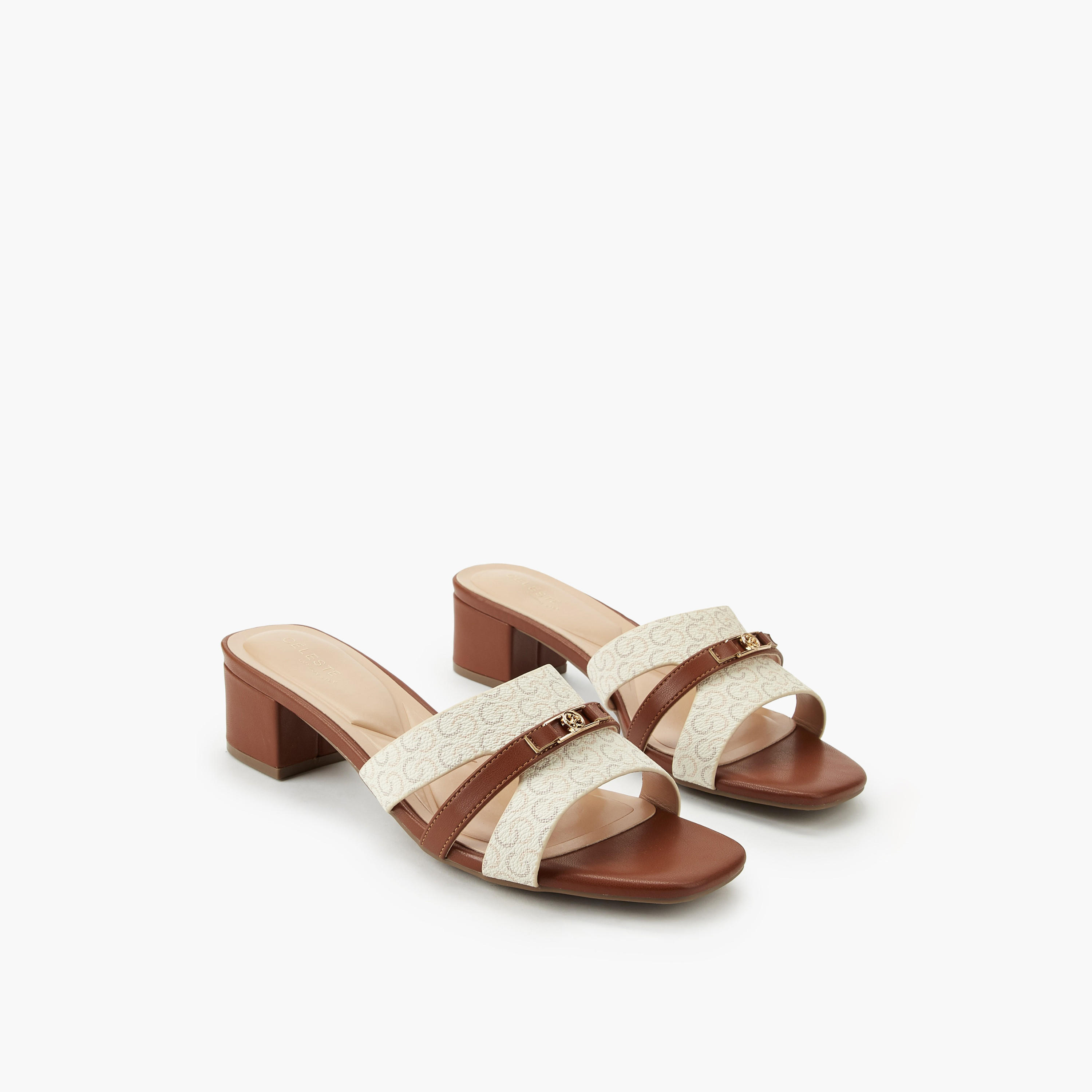 صندل بكعب عريض وطبعات مونوجرام للنساء من سيليست-women-shoes-sandals-heeled-image-1