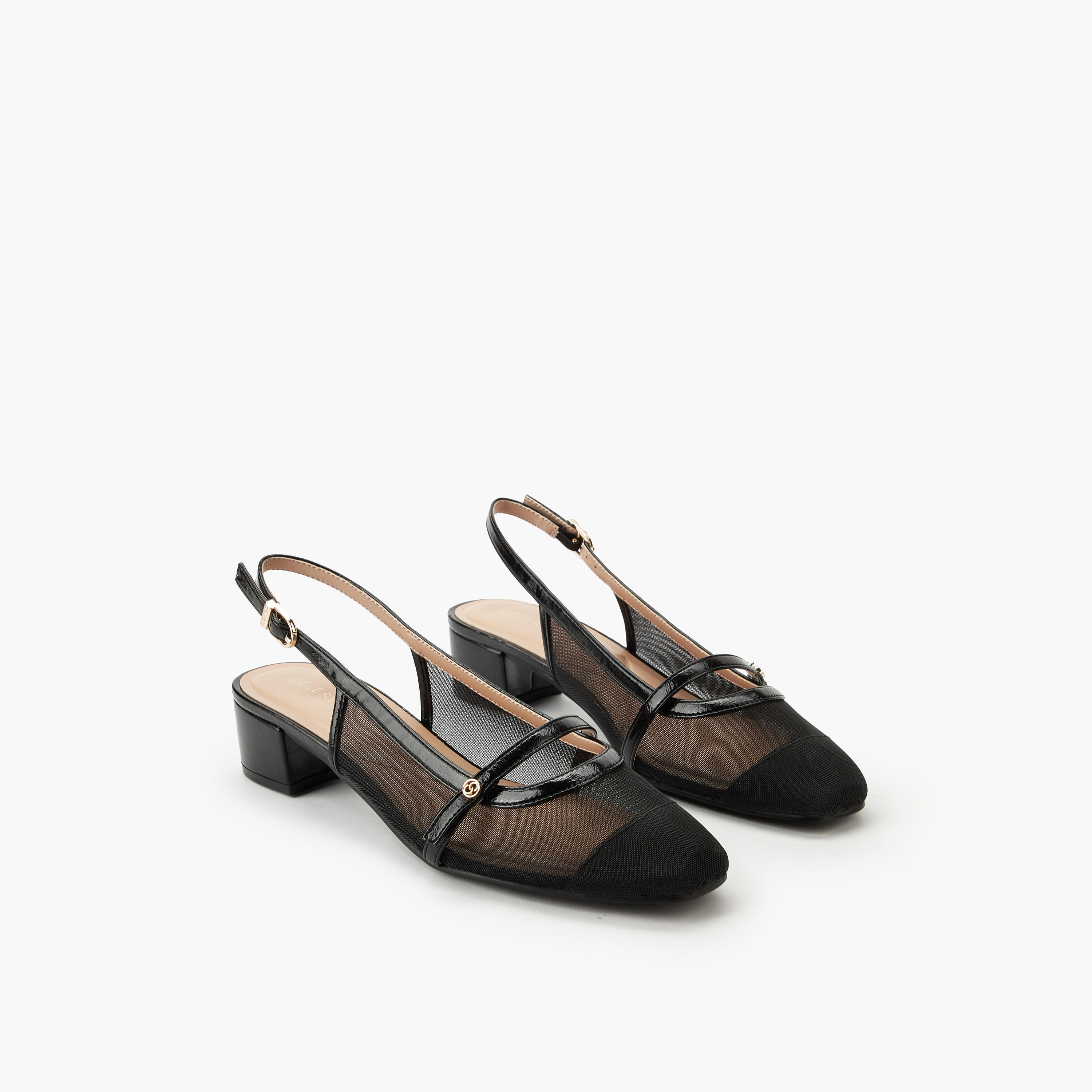 Celeste Women Mesh Textured Block Heel Shoes-women-shoes-heels-image-1
