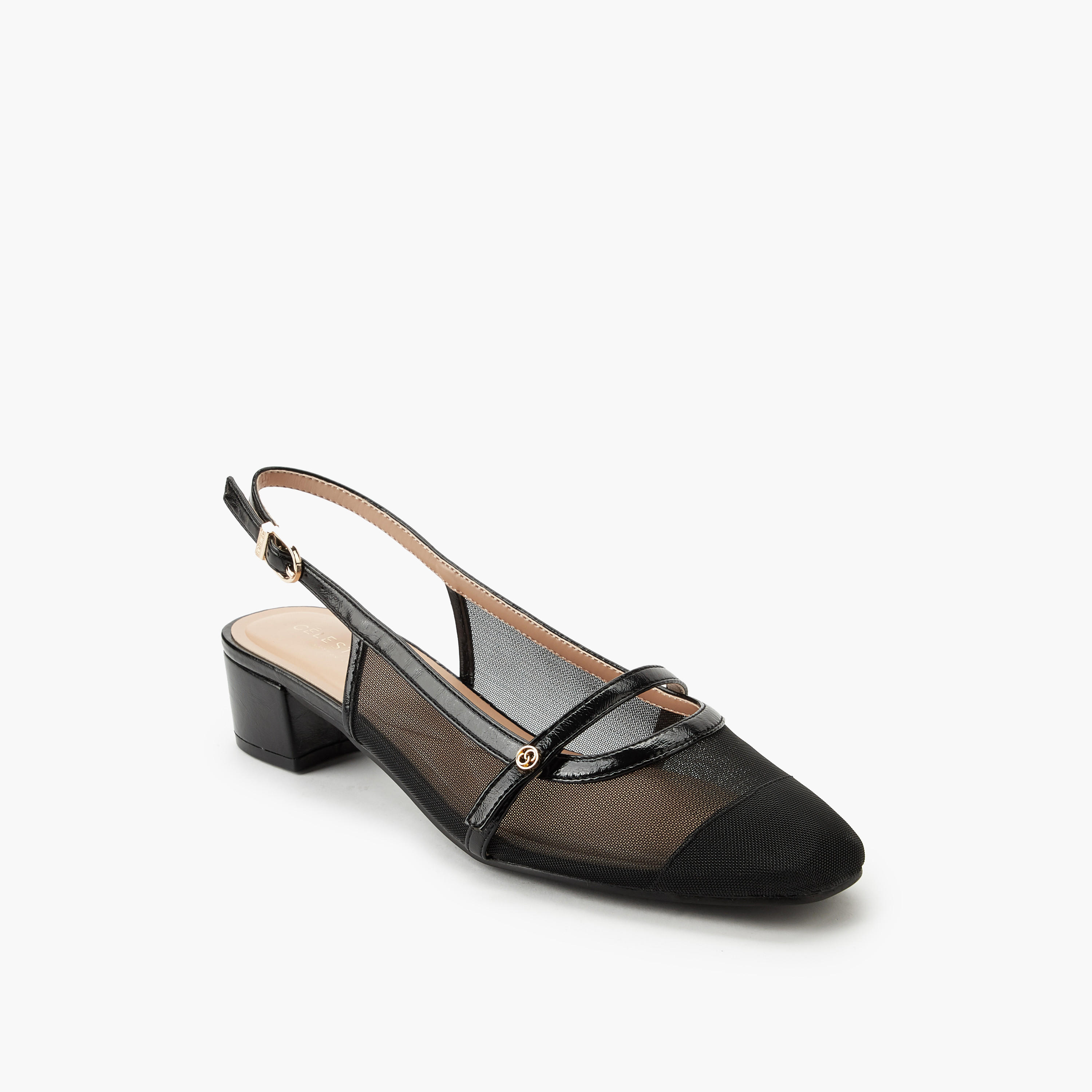 Celeste Women Mesh Textured Block Heel Shoes-women-shoes-heels-image-2