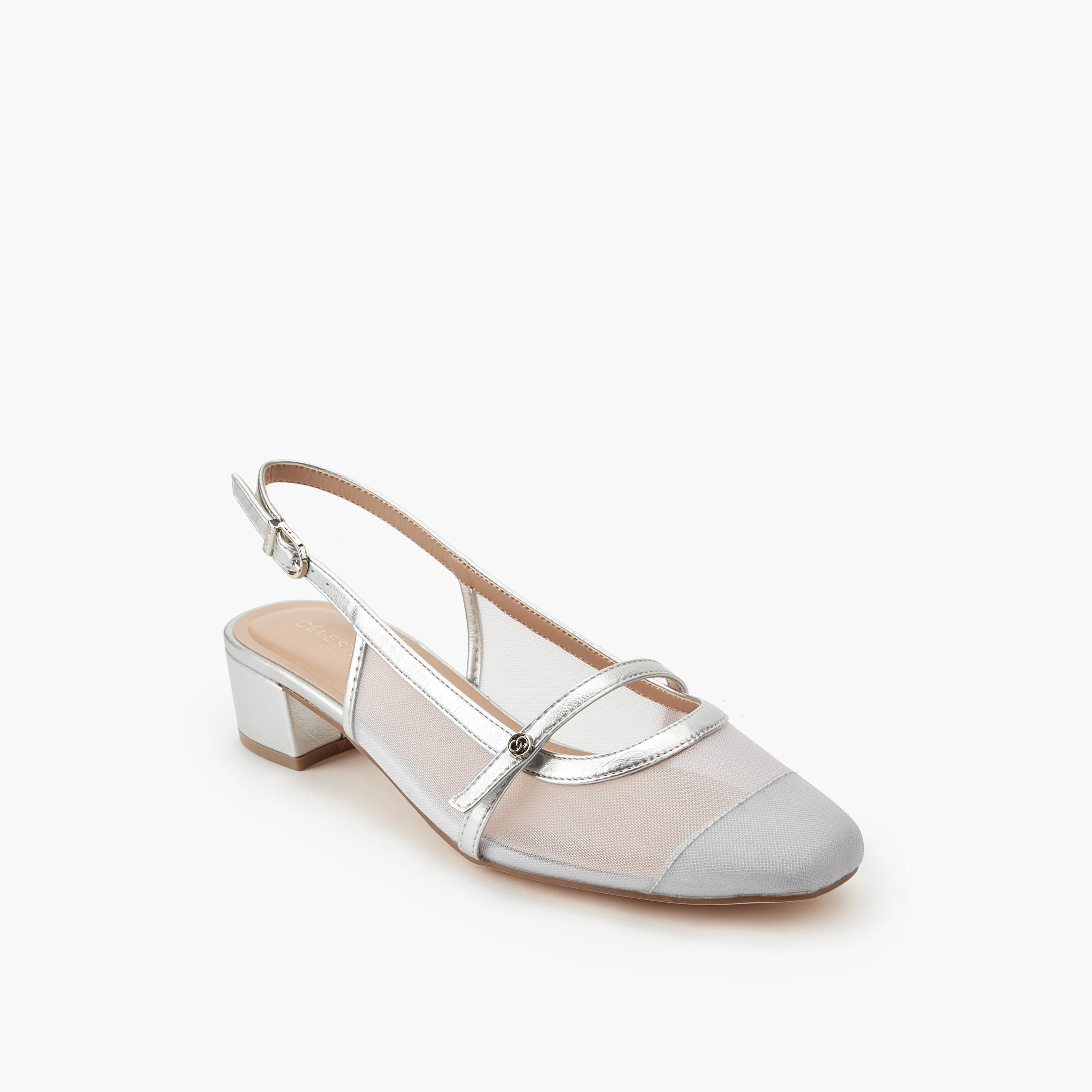 حذاء بكعب عريض شبكي بارز الملمس للنساء من سيليست-women-shoes-heels-image-2