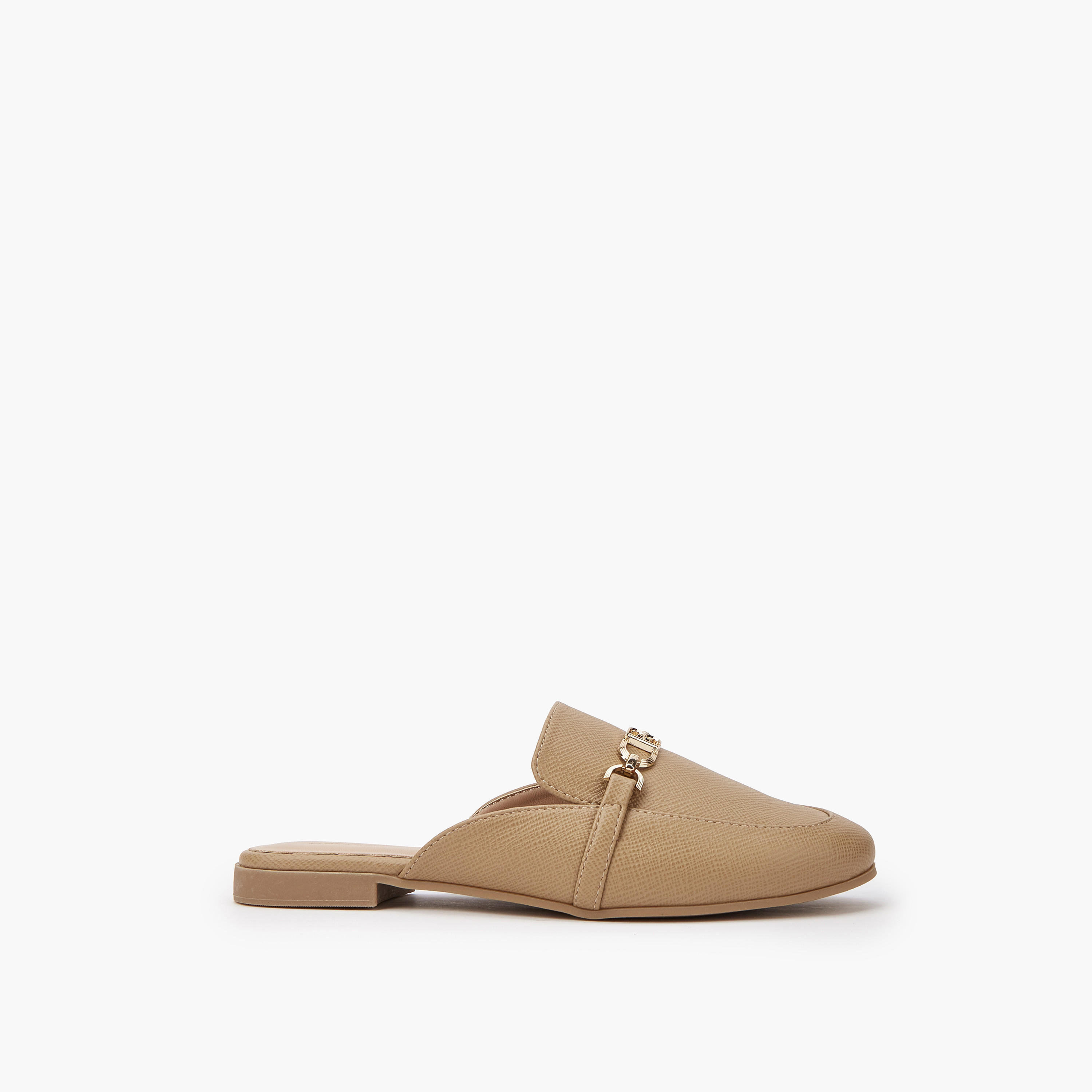 Flora Bella Textured Chain Detail Slip-On Mules-women-shoes-flats-mules-image-2