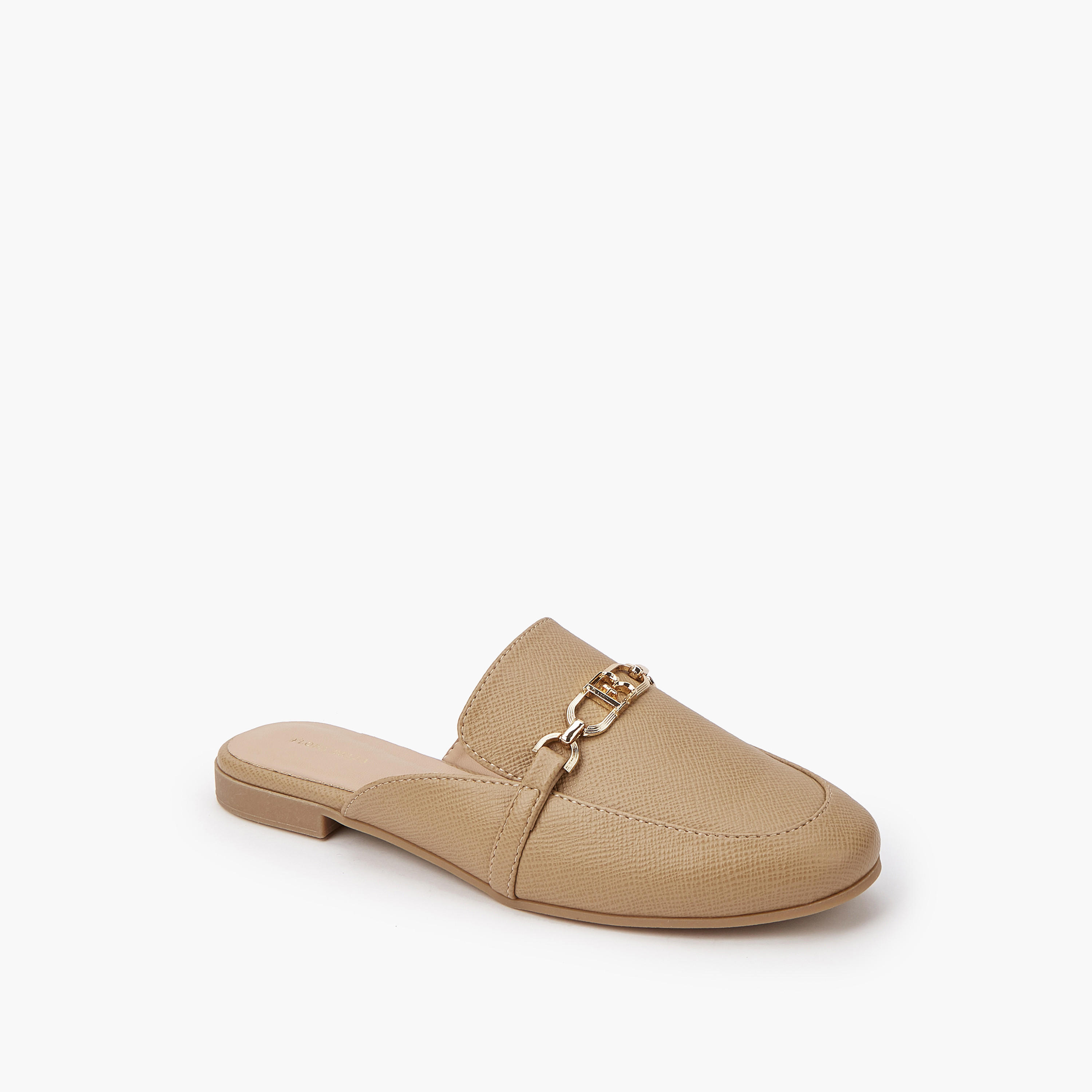 Flora Bella Textured Chain Detail Slip-On Mules-women-shoes-flats-mules-image-3
