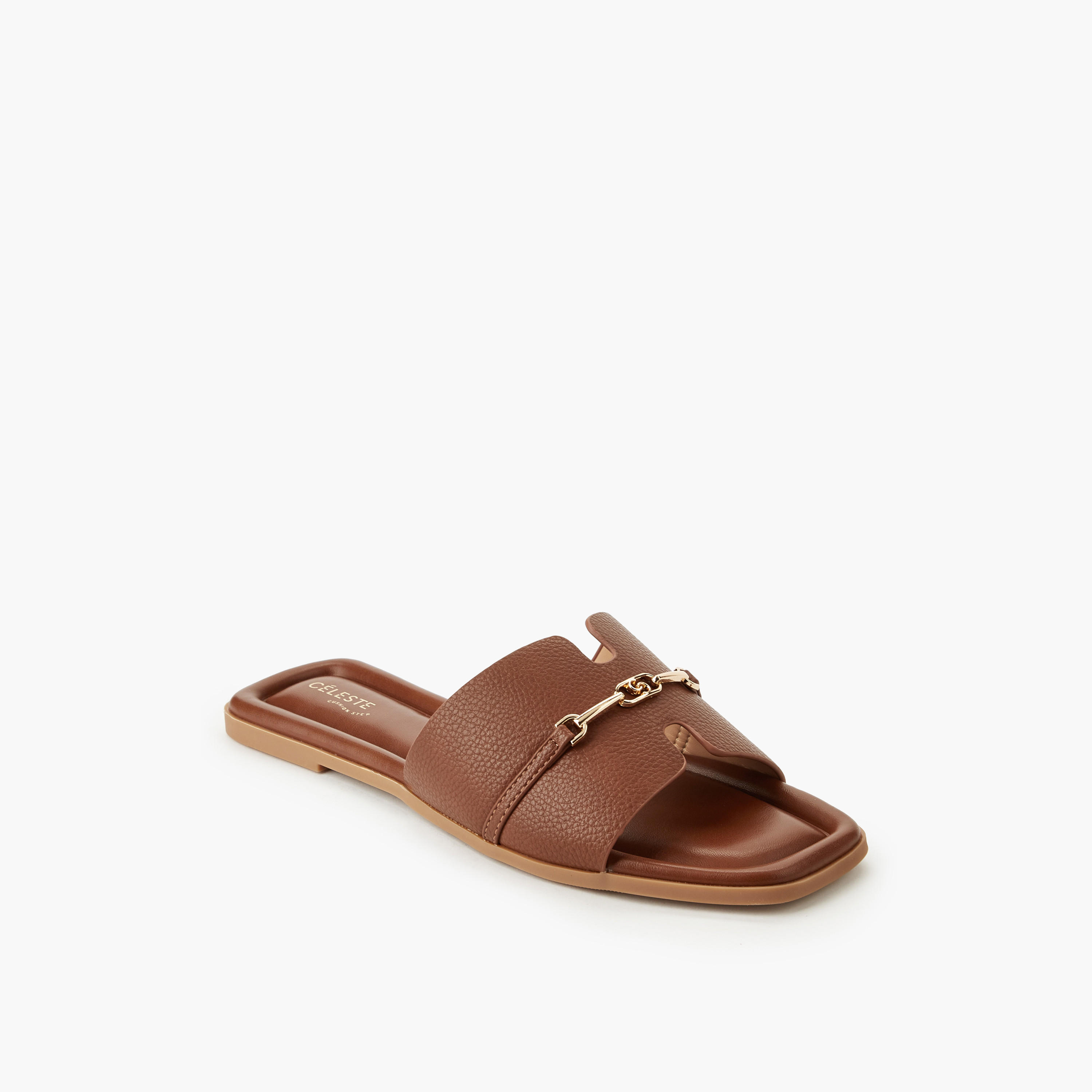 Celeste Women Metal Accent Slip-On Sandals-women-shoes-flats-sandals-image-2