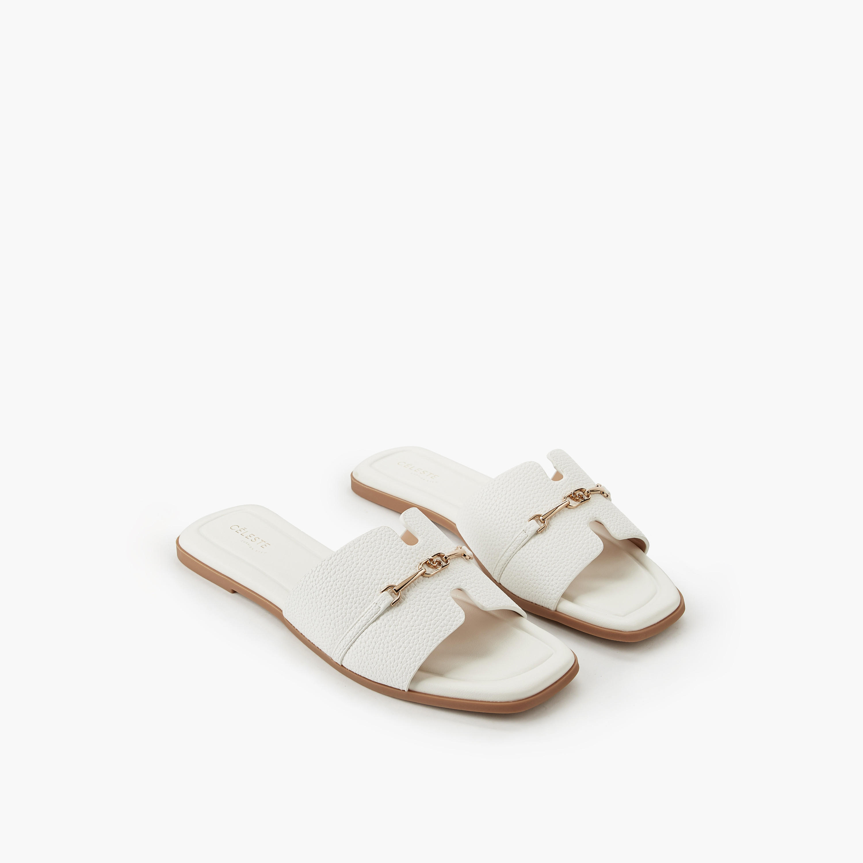 Celeste Women Metal Accent Slip-On Sandals-women-shoes-flats-sandals-image-1