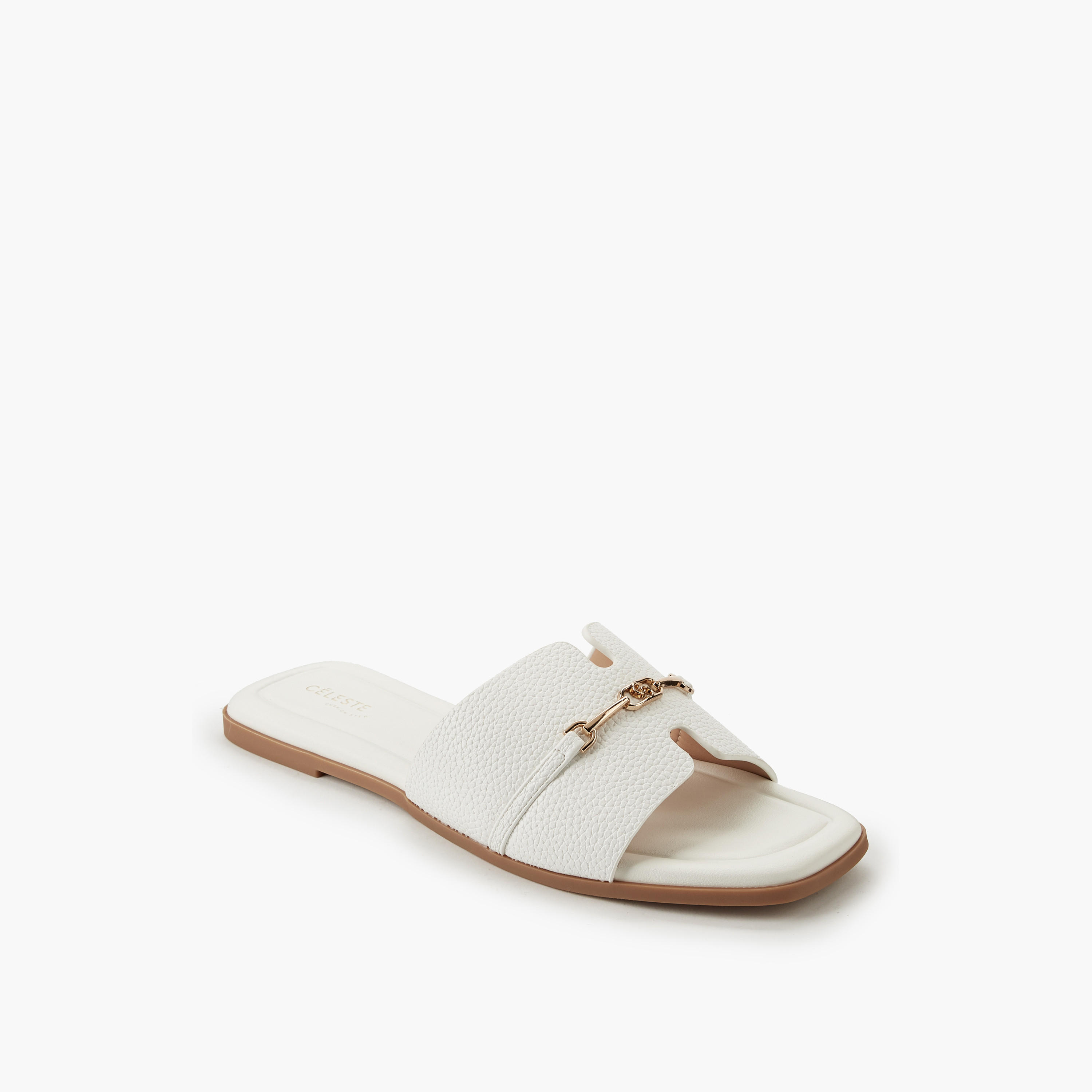 Celeste Women Metal Accent Slip-On Sandals-women-shoes-flats-sandals-image-2