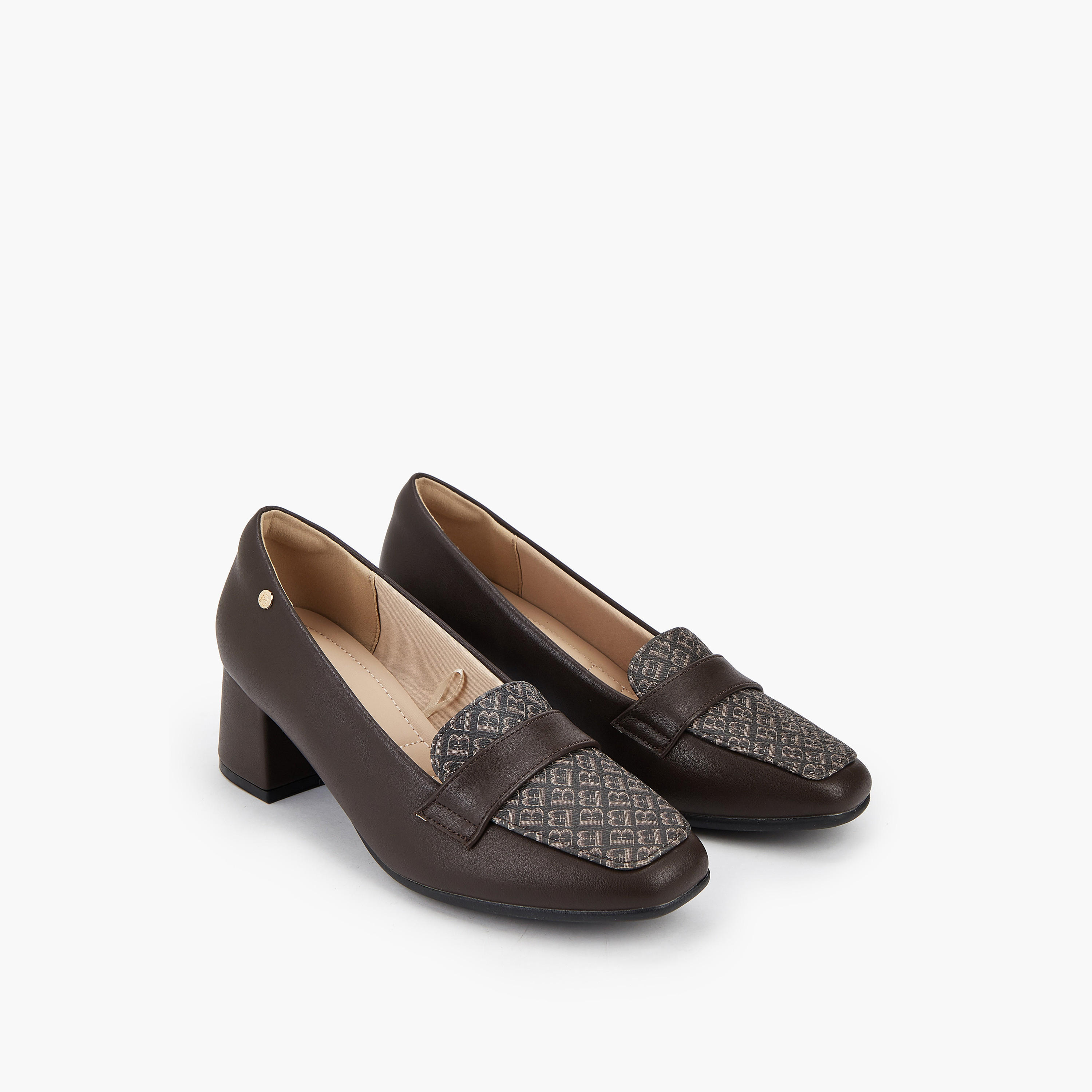Flora Bella Monogram Print Slip-On Loafers with Block Heel-women-shoes-loafersandmoccasins-image-1