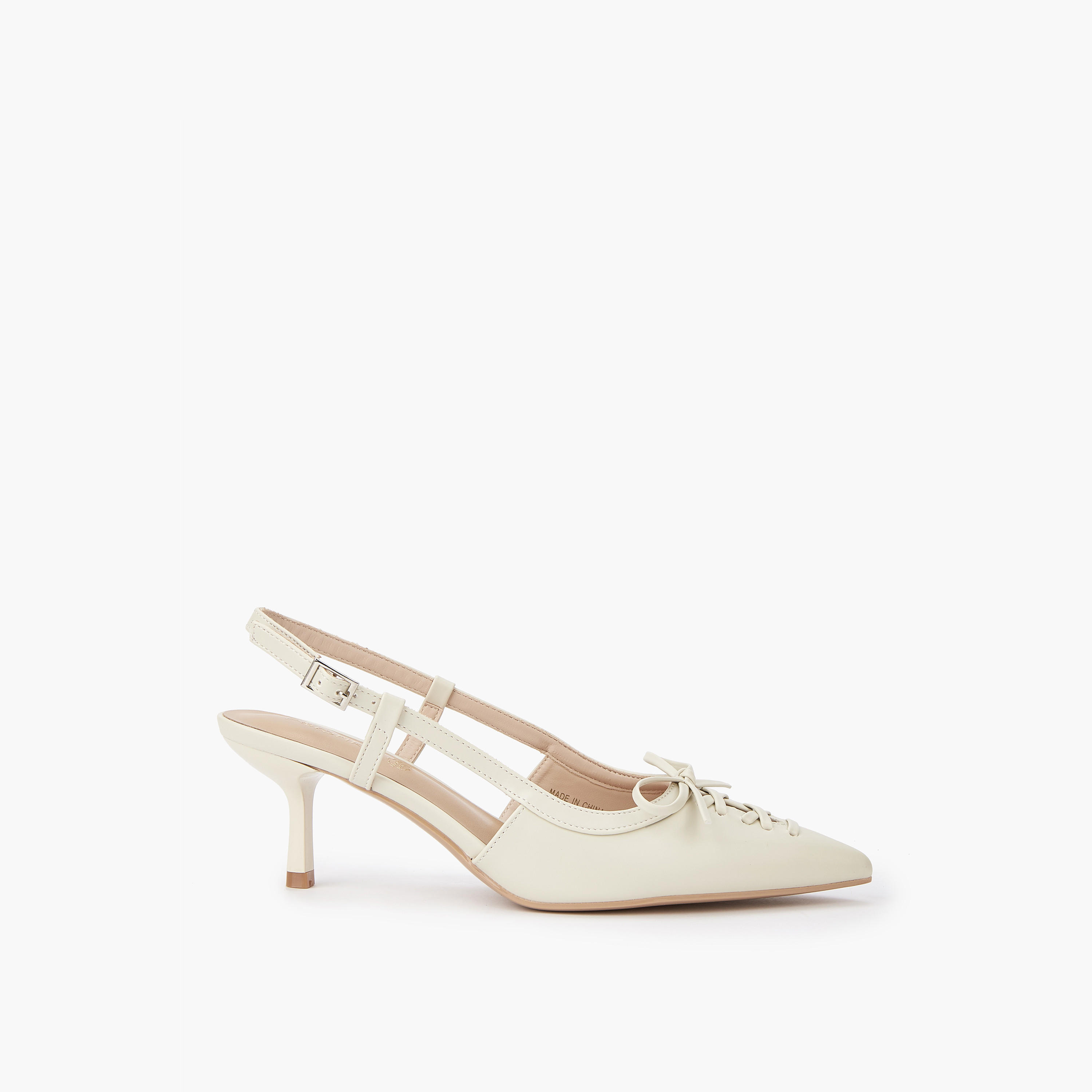 Paprika Bow Accent Shoes with Buckle Closure and Kitten Heels-women-shoes-sandals-heeled-image-3