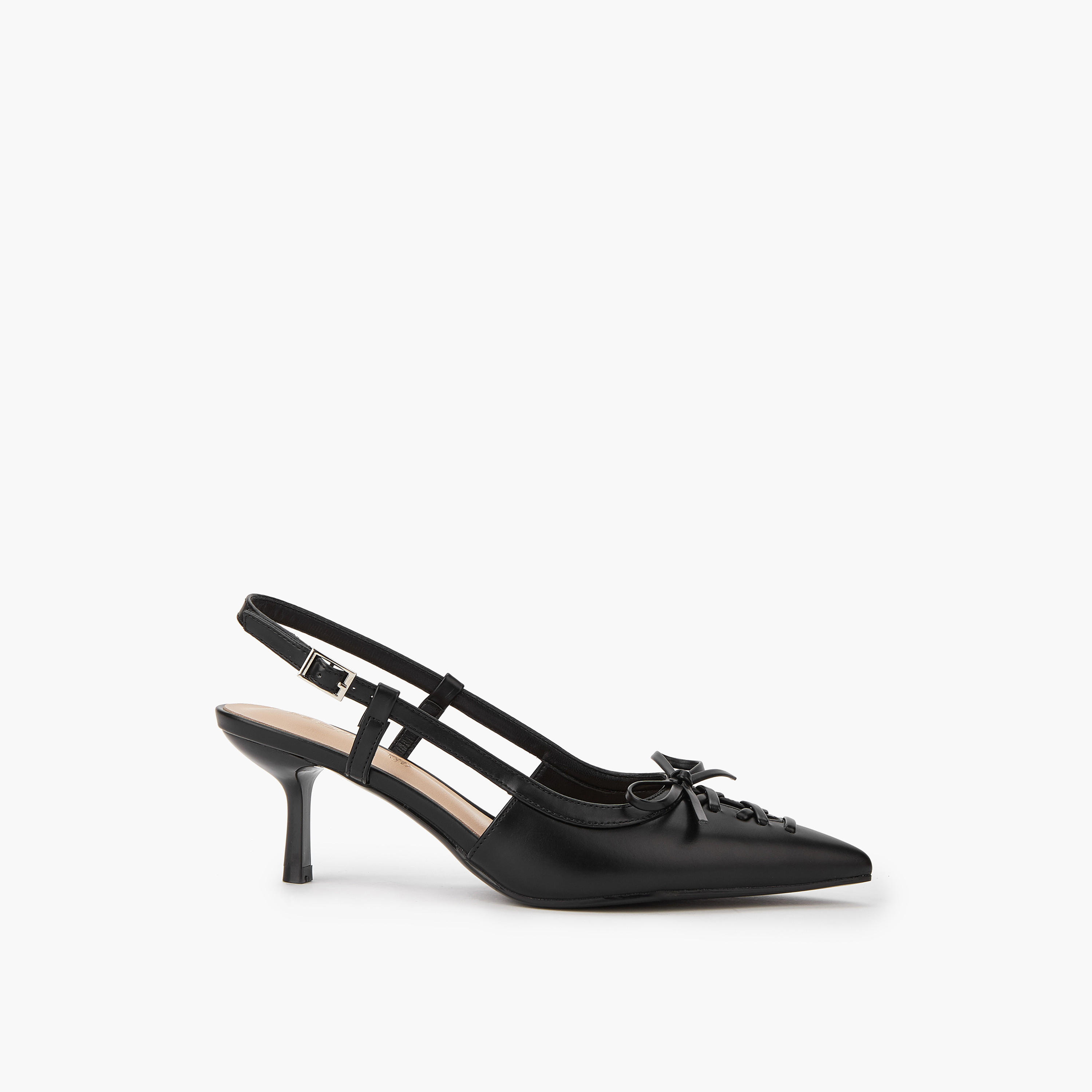حذاء بكعب صغير وإبزيم إغلاق وزينة فيونكة من بابريكا-women-shoes-sandals-heeled-image-3