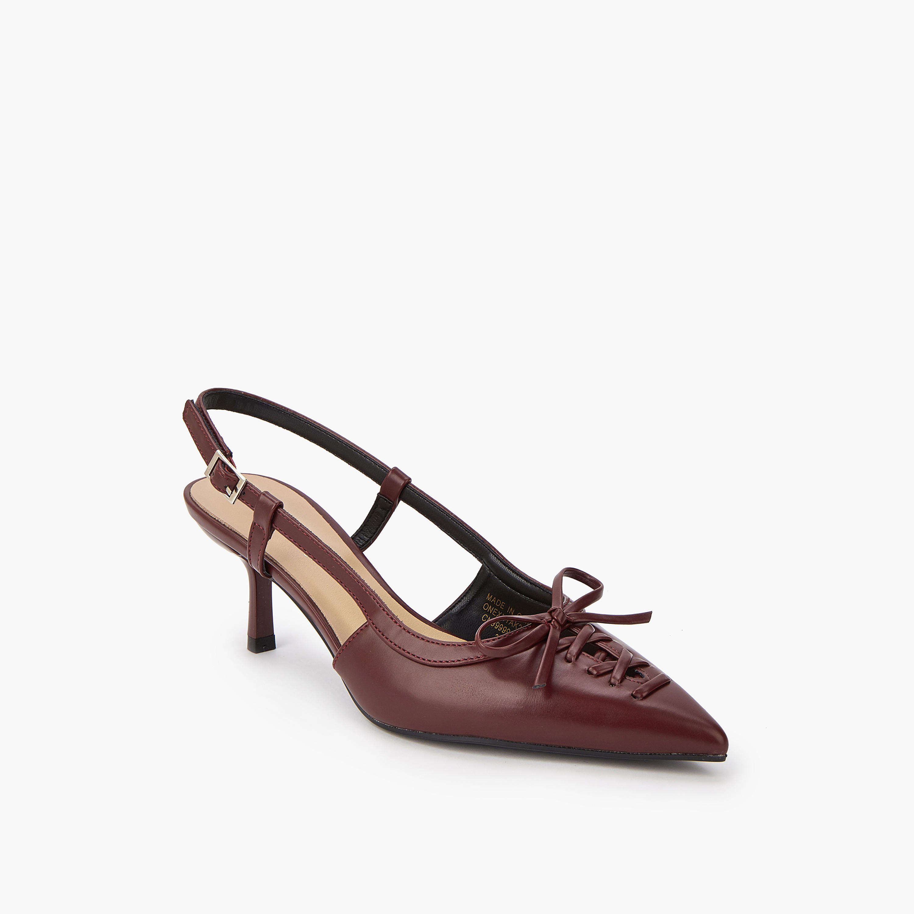 حذاء بكعب صغير وإبزيم إغلاق وزينة فيونكة من بابريكا-women-shoes-sandals-heeled-image-2