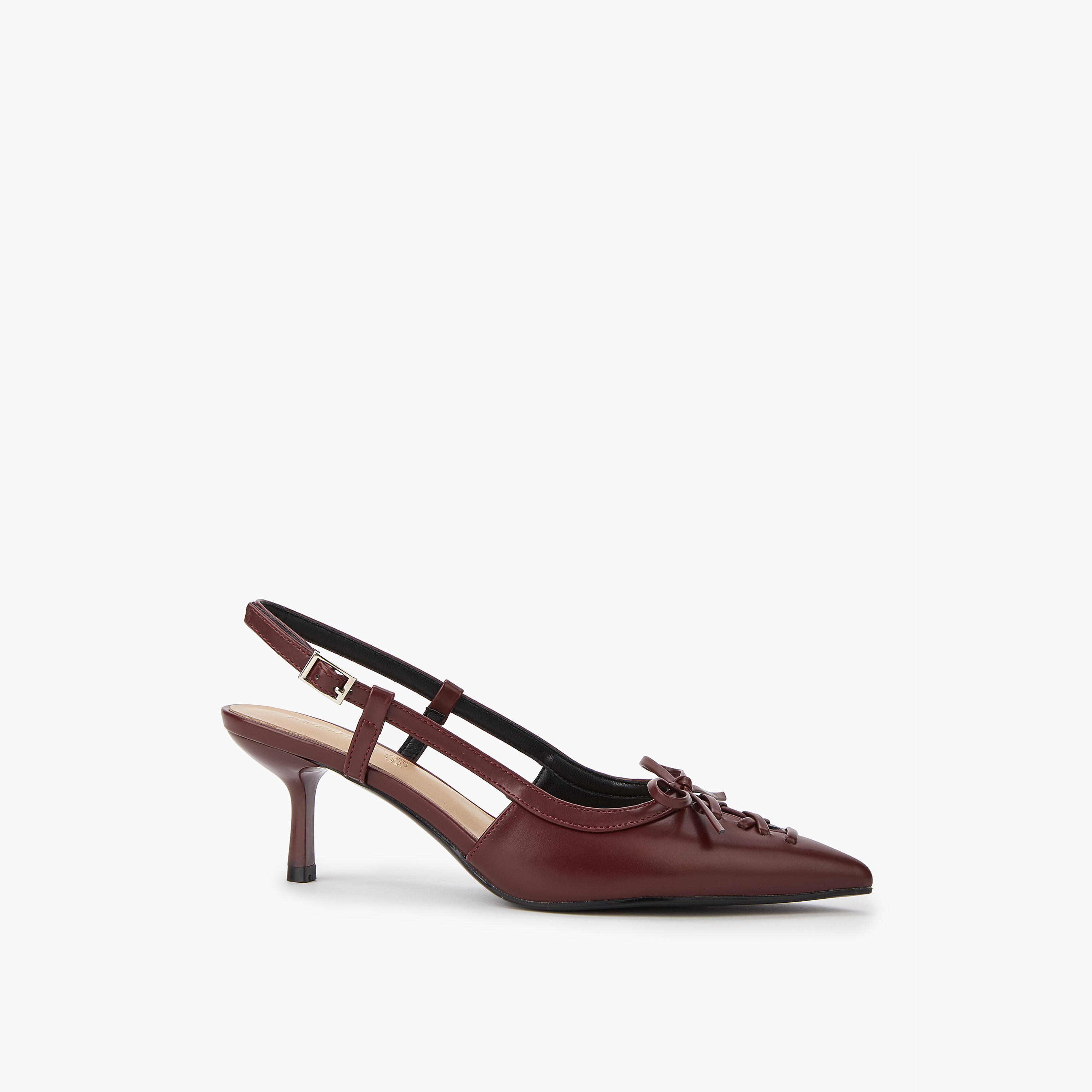 حذاء بكعب صغير وإبزيم إغلاق وزينة فيونكة من بابريكا-women-shoes-sandals-heeled-image-3