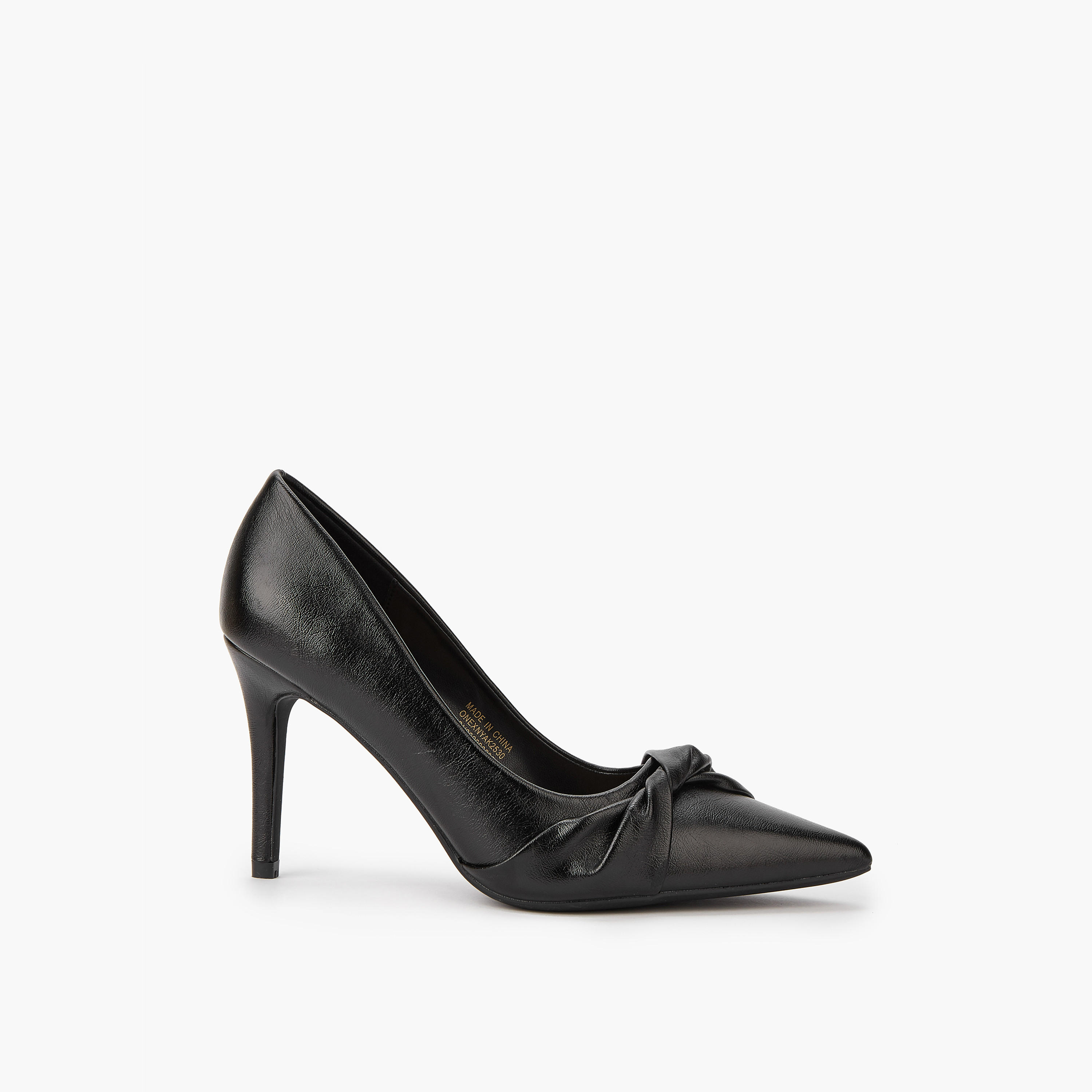 Paprika Knot Accent Slip-On Pumps with Stiletto Heels-women-shoes-heels-image-2
