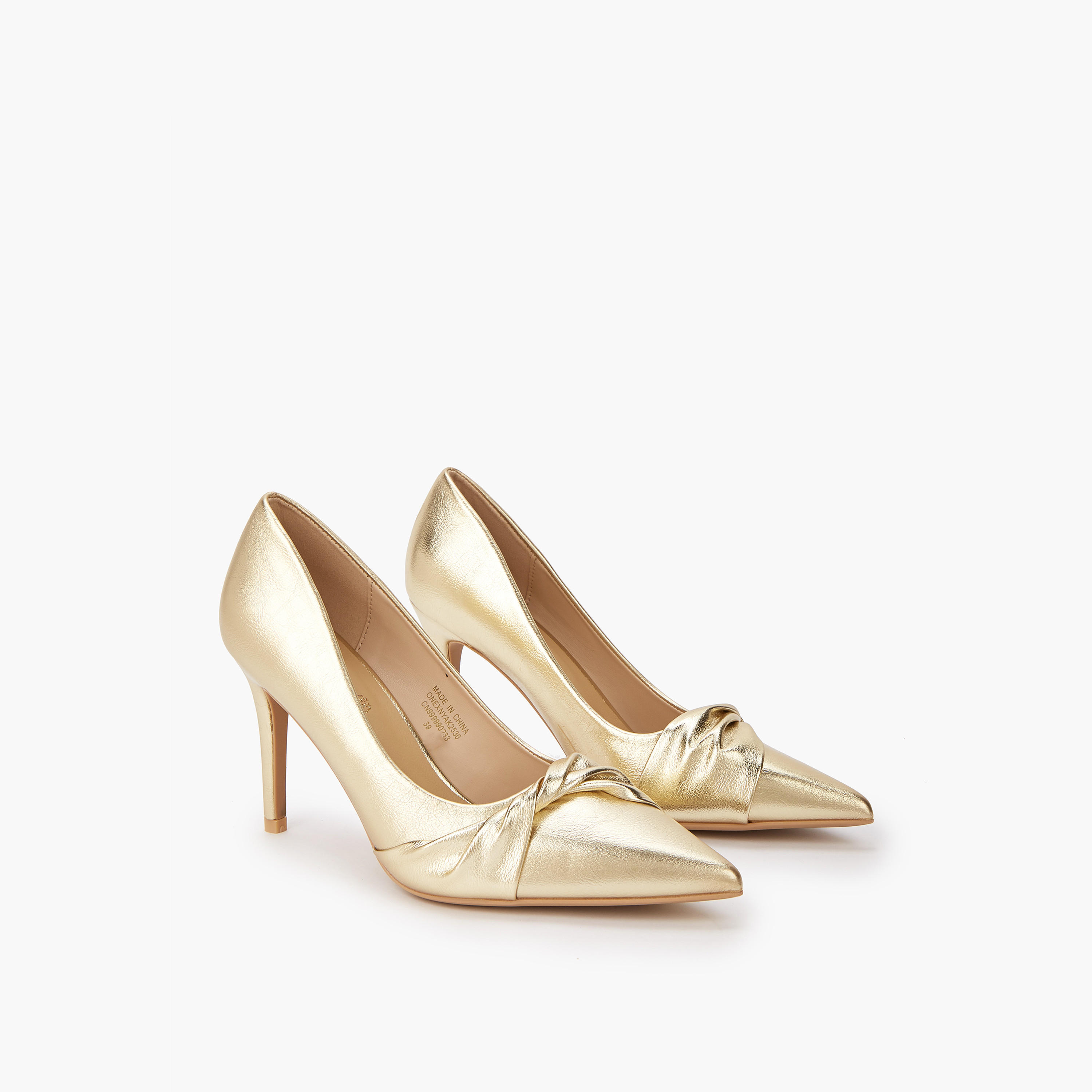 Paprika Knot Accent Slip-On Pumps with Stiletto Heels-women-shoes-heels-image-1