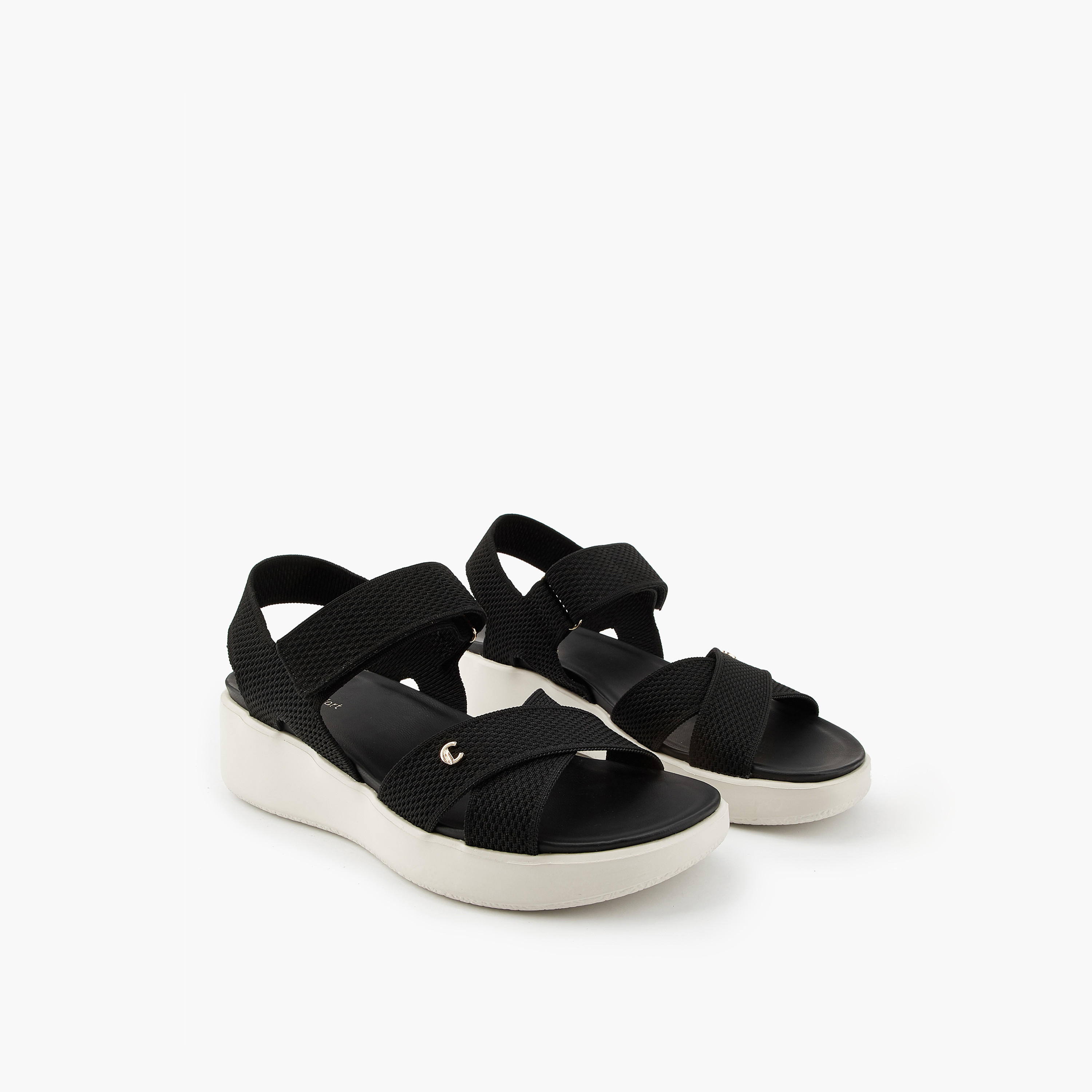 Le Confort Women Cross Strap Flyknit Sandals-women-shoes-sandals-heeled-image-1