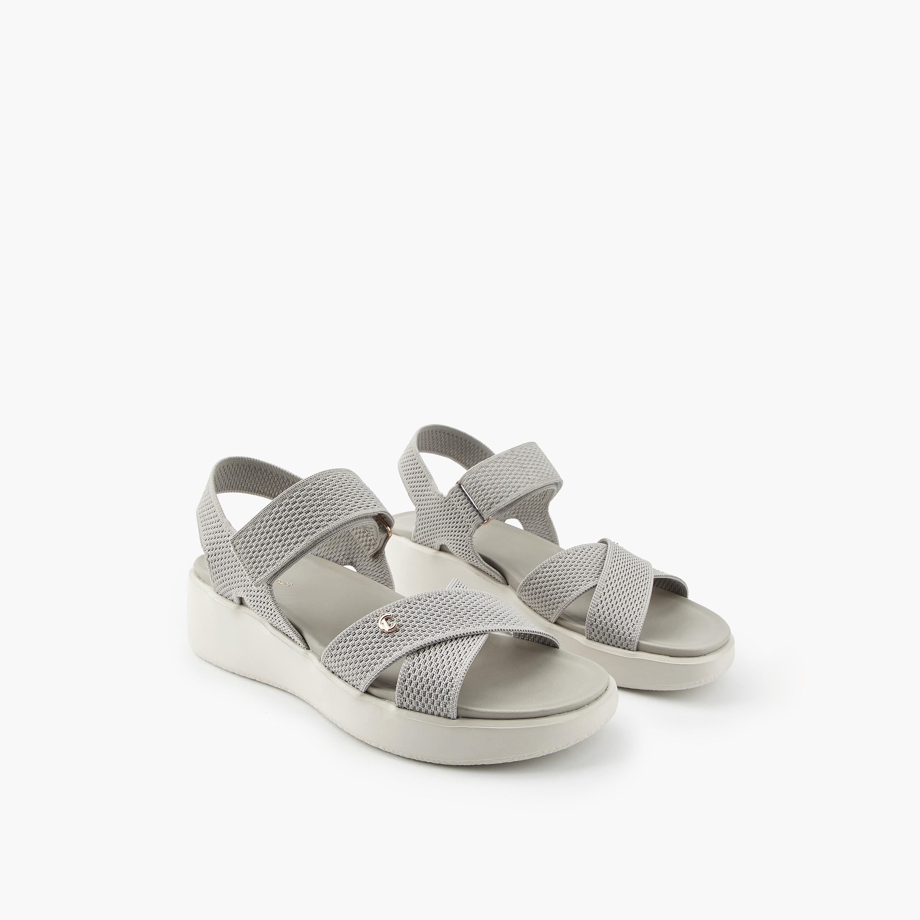 Le Confort Women Cross Strap Flyknit Sandals-women-shoes-sandals-heeled-image-1