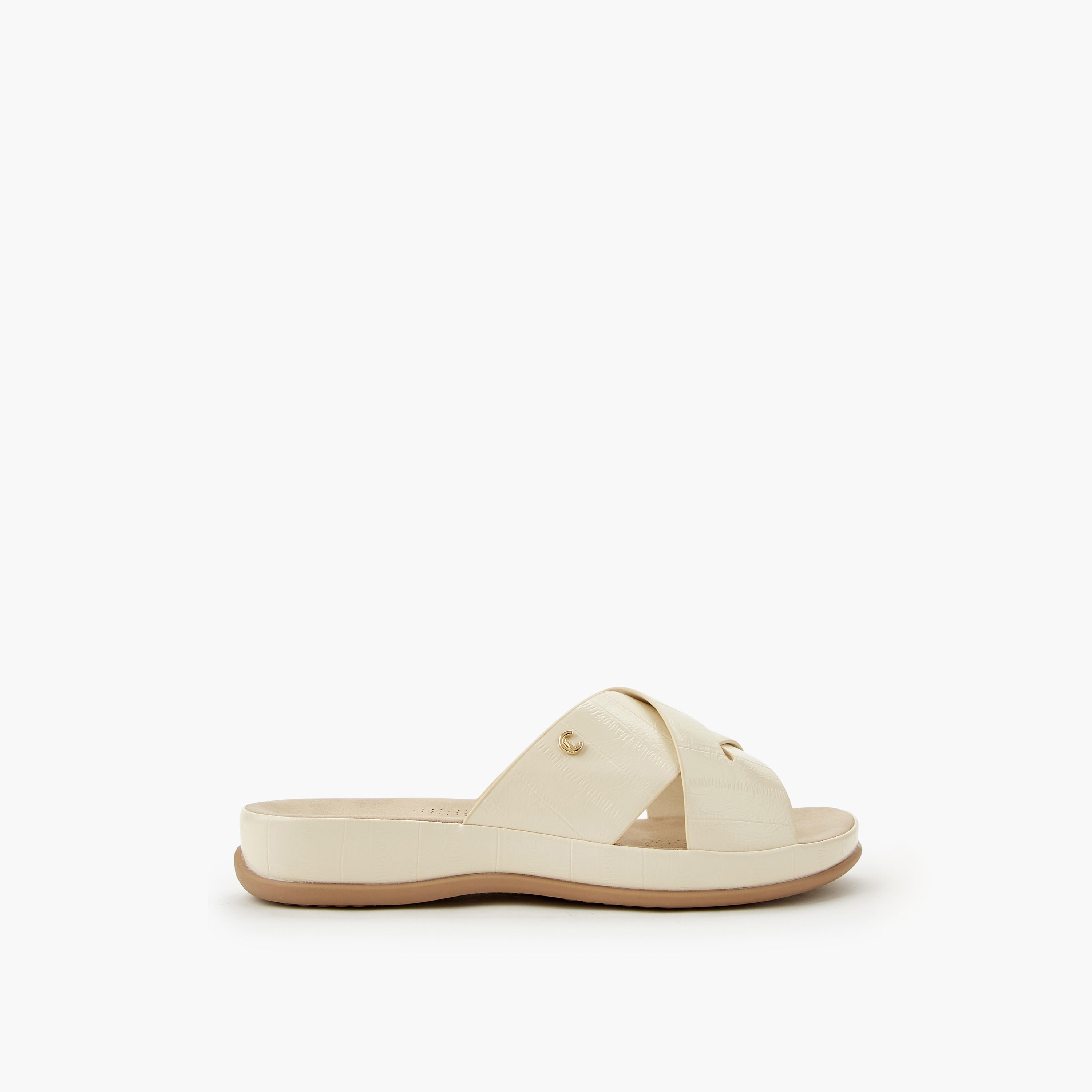 Le Confort Women Textured Cross Strap Sandals-women-shoes-flats-sandals-image-3