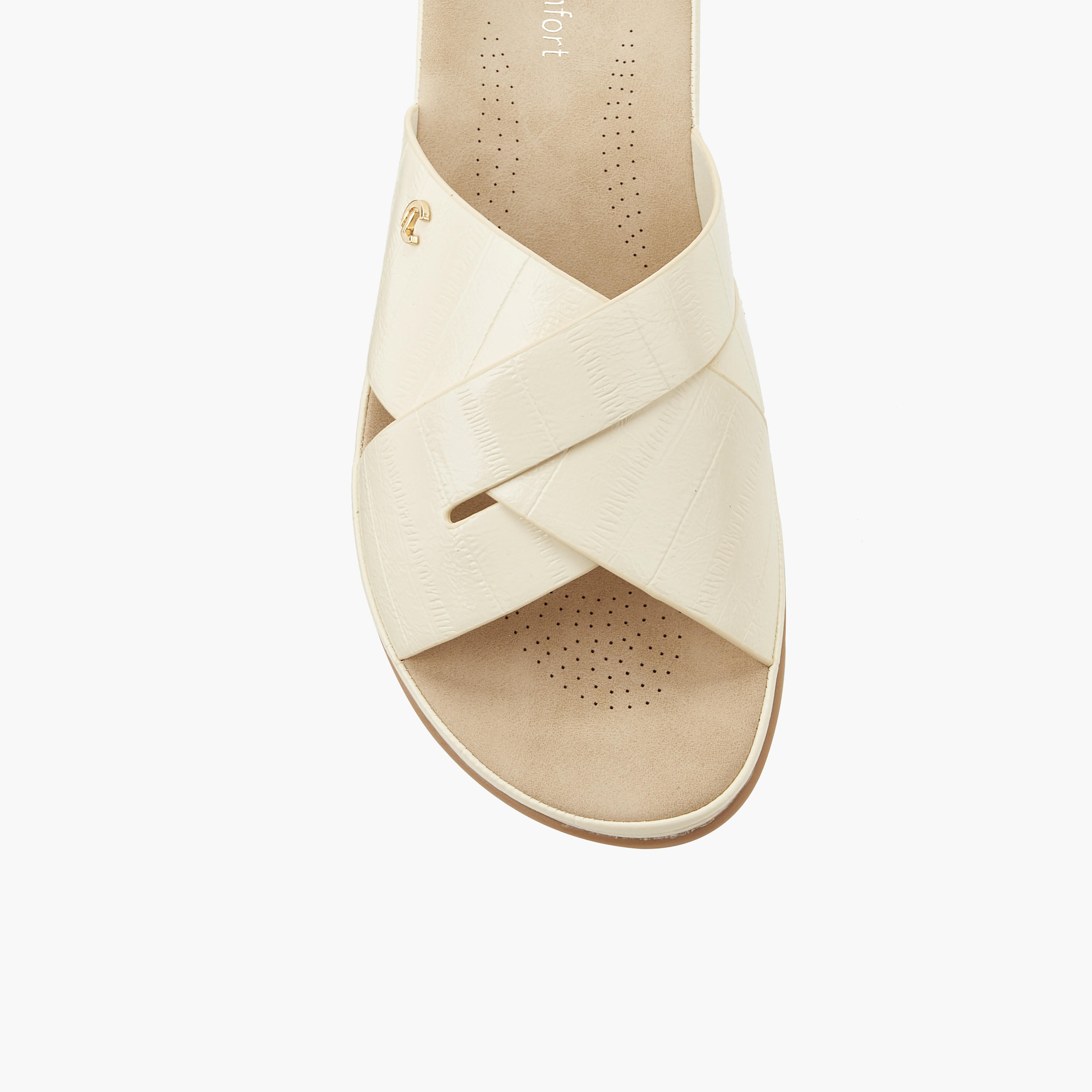 Le Confort Women Textured Cross Strap Sandals-women-shoes-flats-sandals-image-4