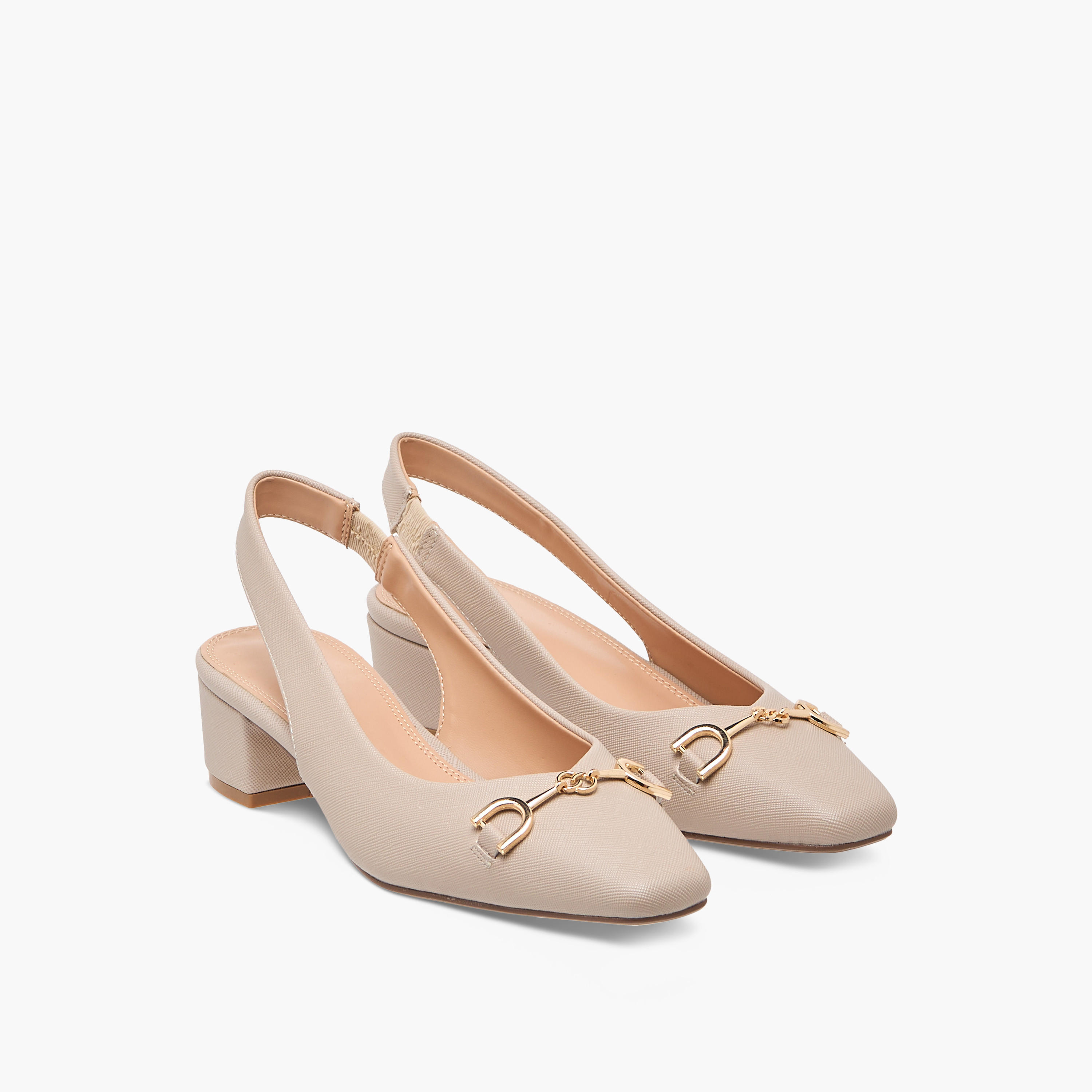 Celeste Women's Solid Slingback Shoes with Block Heels and Metal Accent-women-shoes-heels-image-1