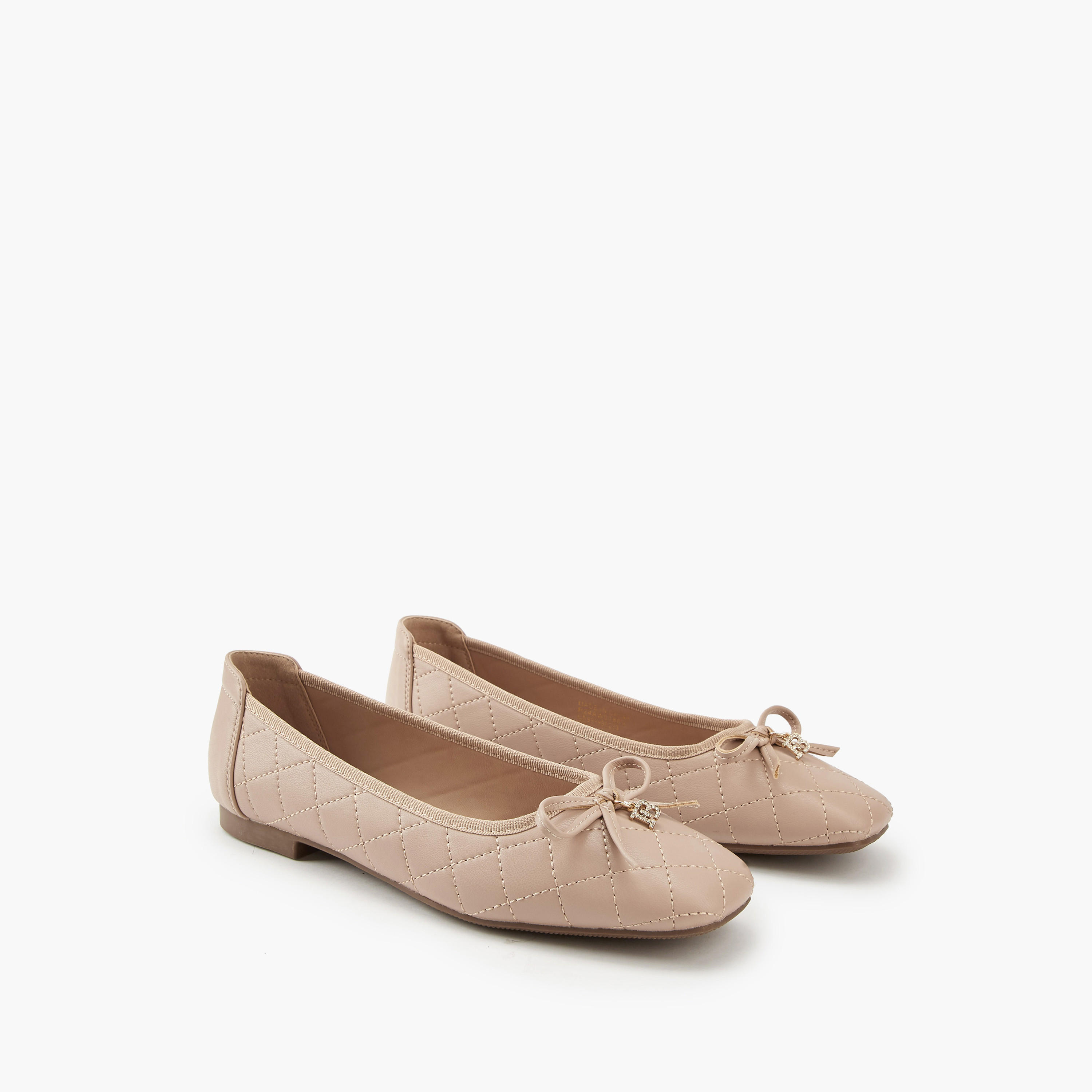 Flora Bella Quilted Ballerina Shoes with Bow Detail-women-shoes-flats-ballerinas-image-1