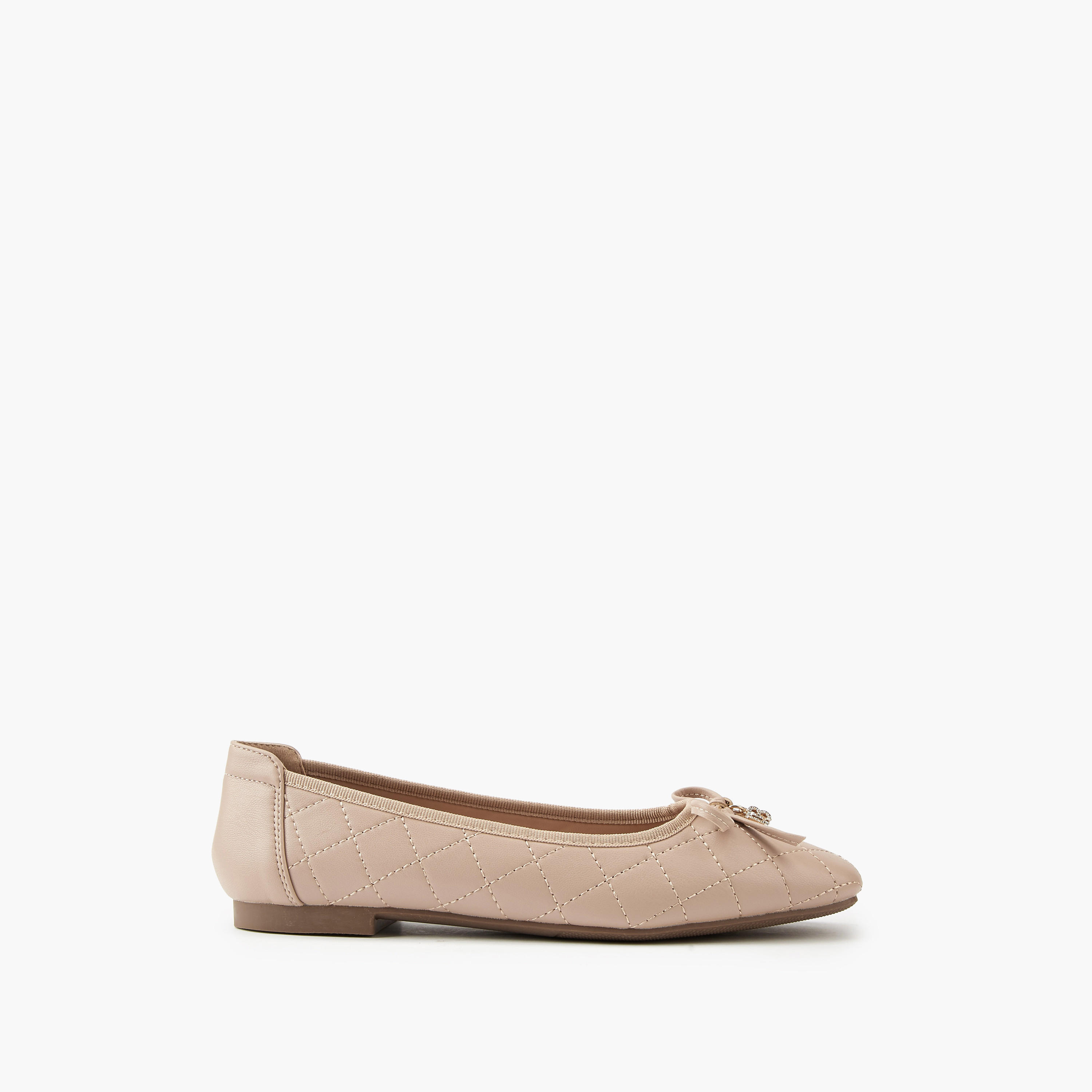 Flora Bella Quilted Ballerina Shoes with Bow Detail-women-shoes-flats-ballerinas-image-2