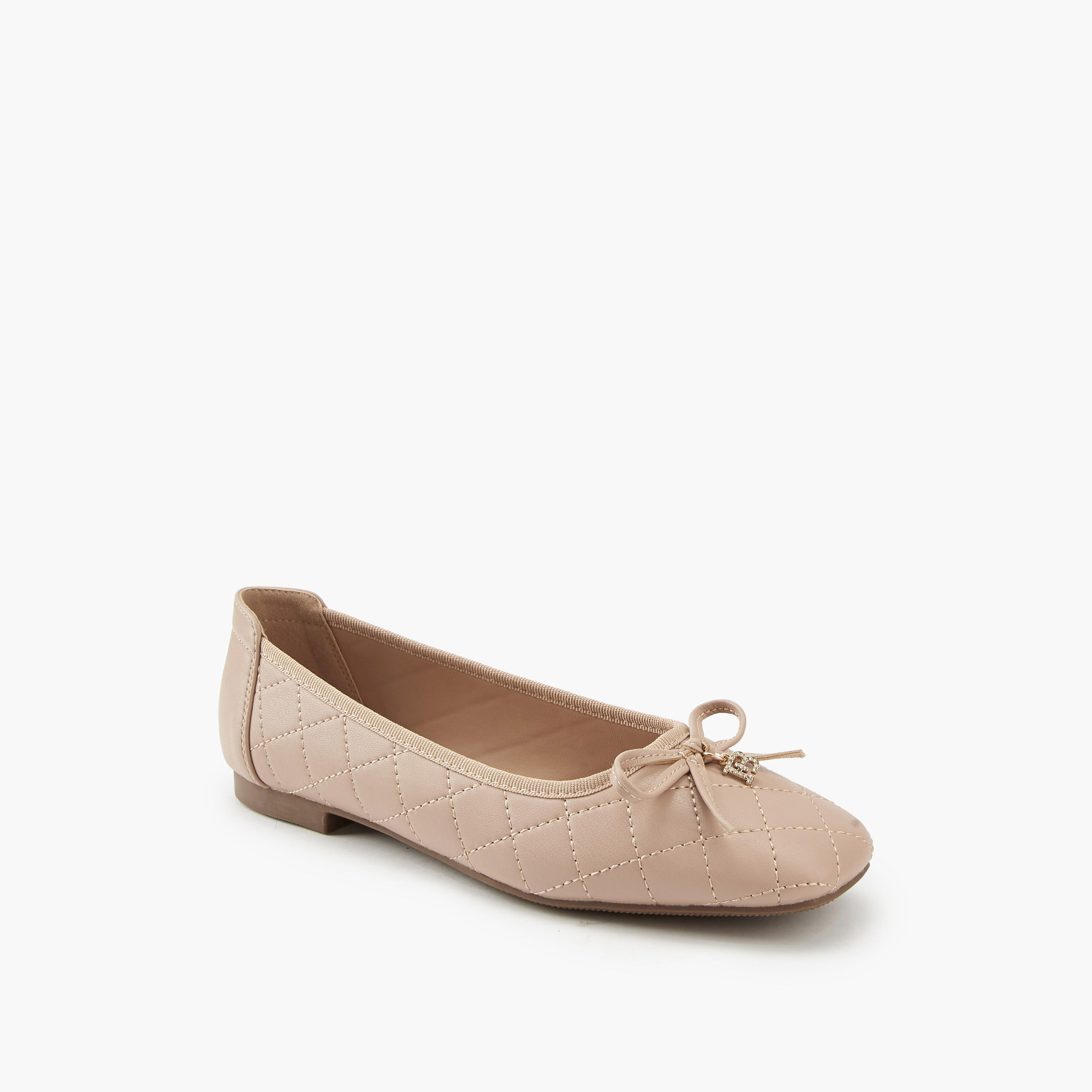 Flora Bella Quilted Ballerina Shoes with Bow Detail-women-shoes-flats-ballerinas-image-3