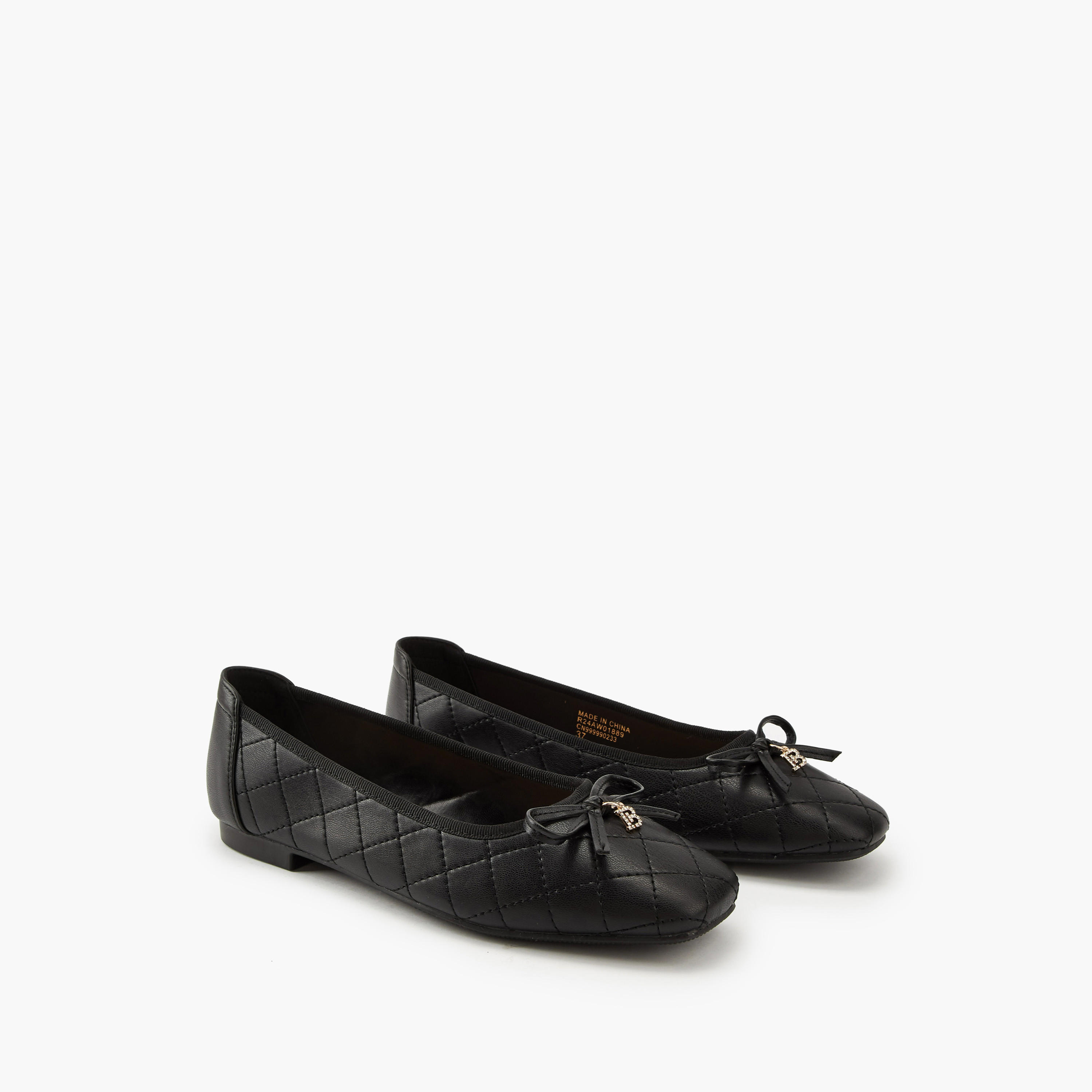 Flora Bella Quilted Ballerina Shoes with Bow Detail-women-shoes-flats-ballerinas-image-1