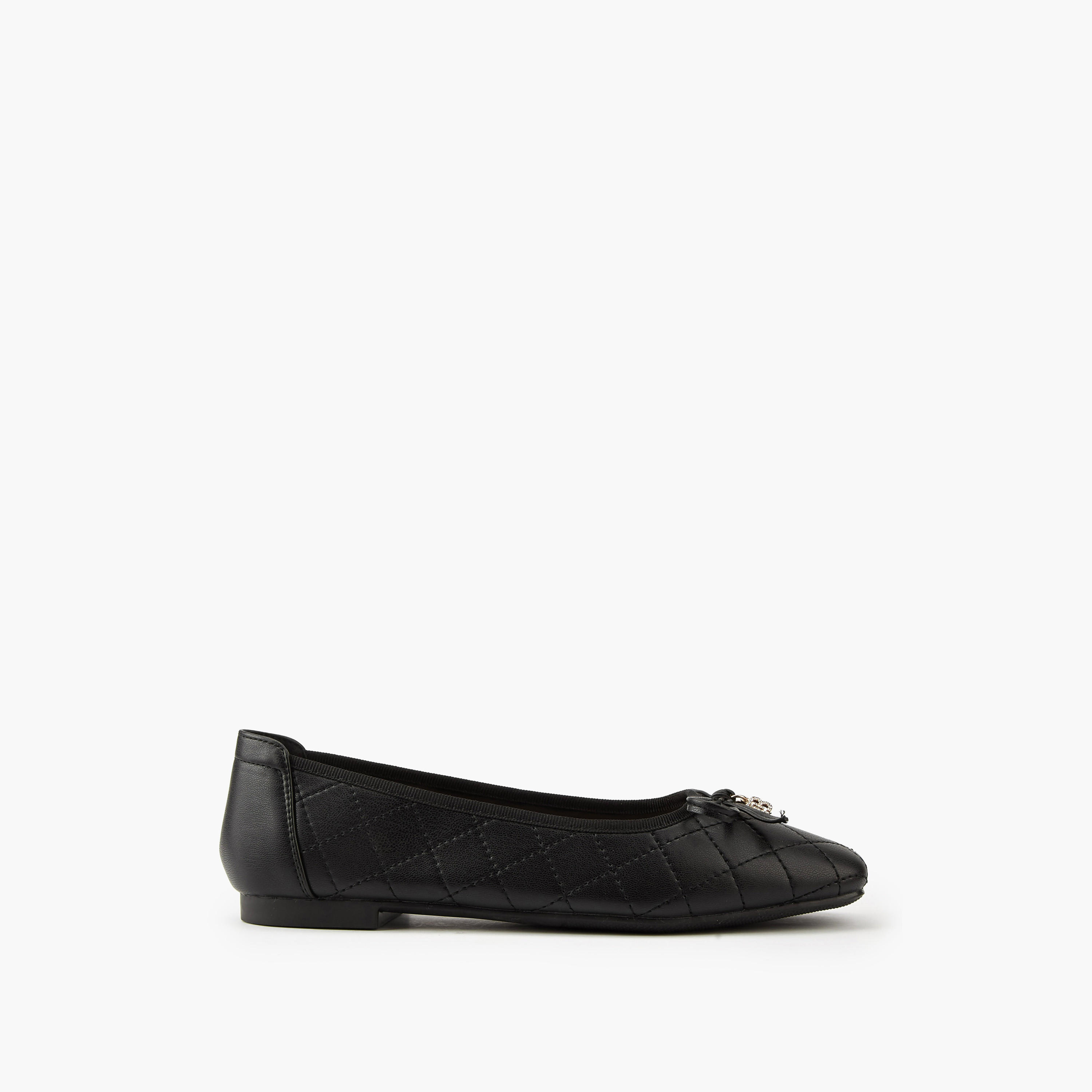 Flora Bella Quilted Ballerina Shoes with Bow Detail-women-shoes-flats-ballerinas-image-2