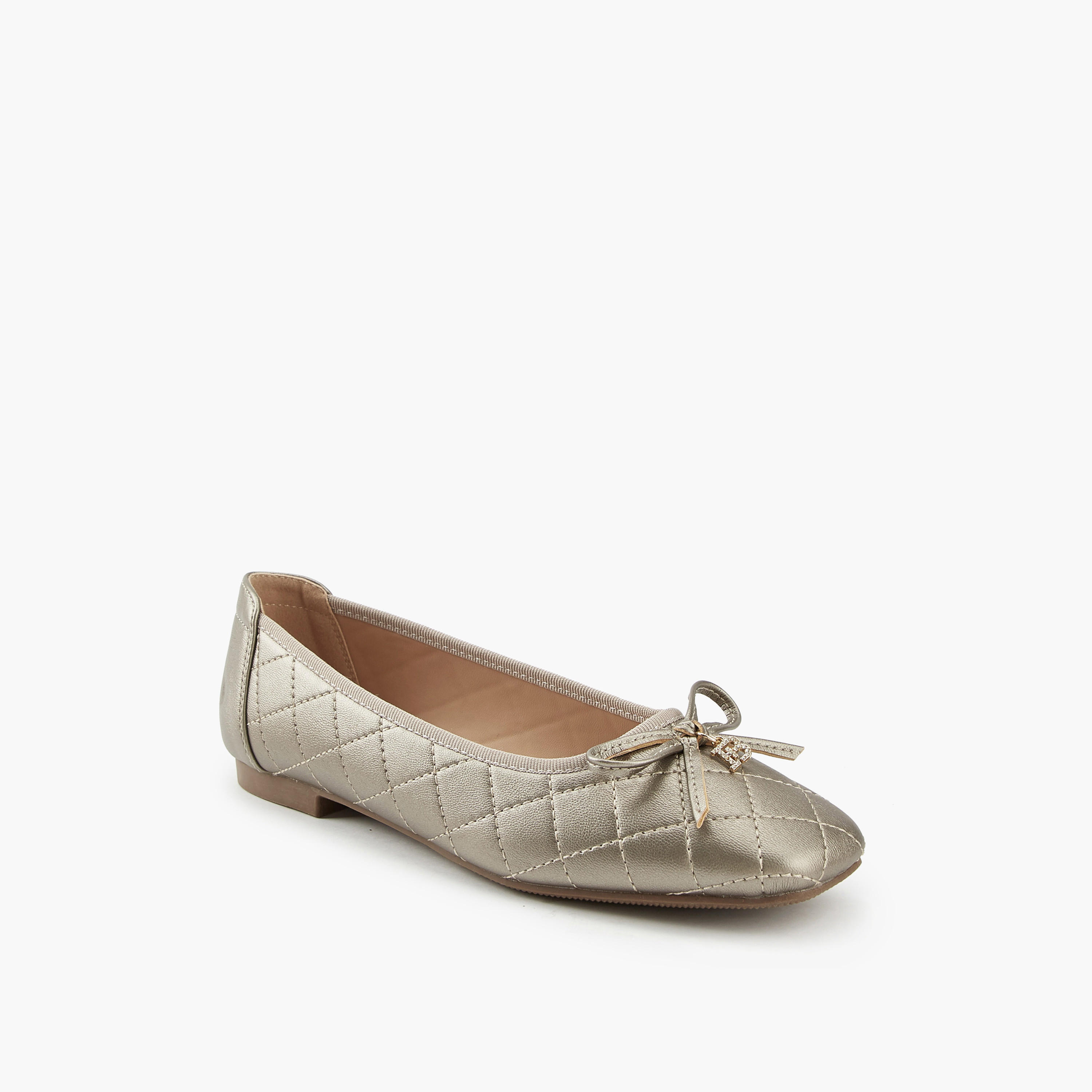 Flora Bella Quilted Ballerina Shoes with Bow Detail-women-shoes-flats-ballerinas-image-3