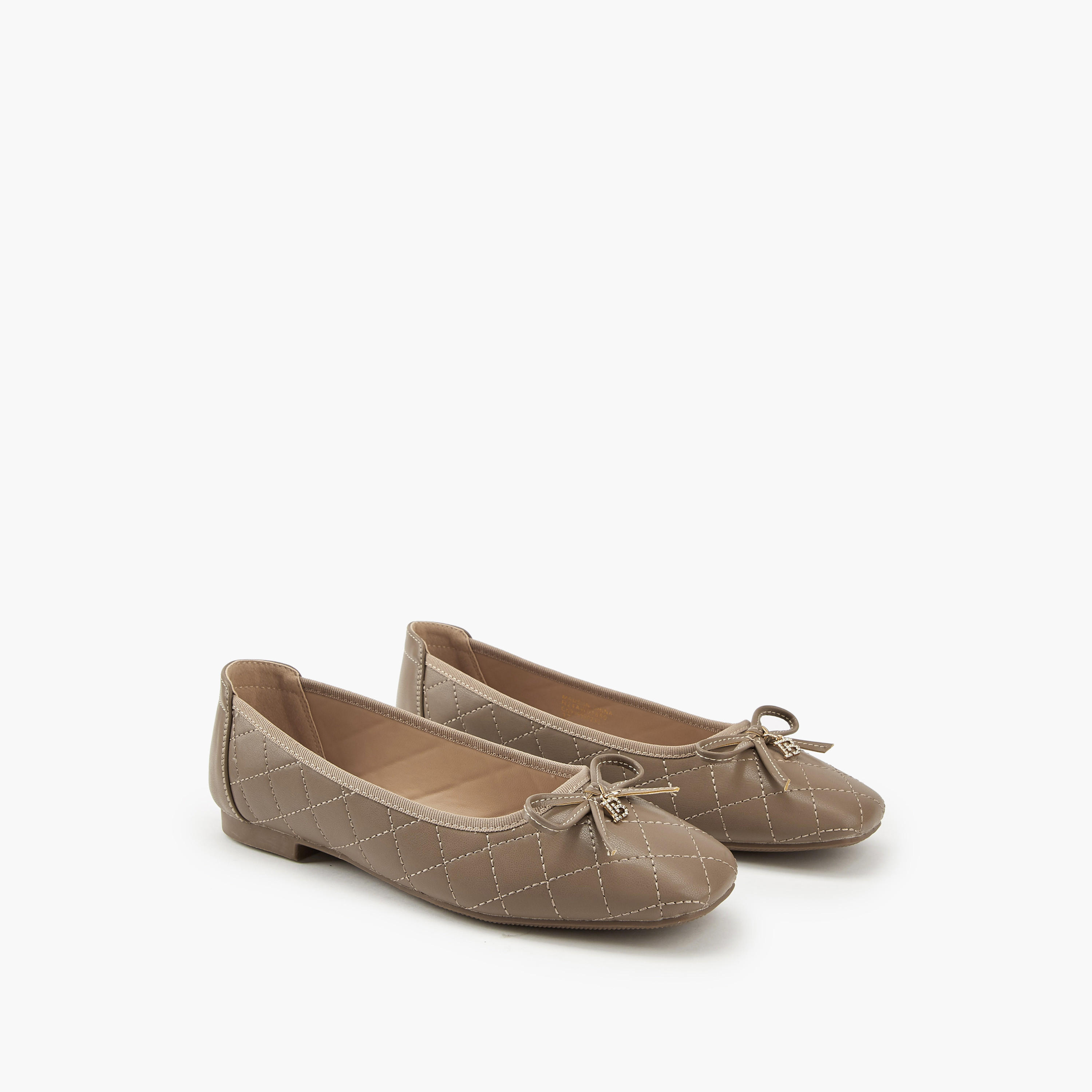 Flora Bella Quilted Ballerina Shoes with Bow Detail-women-shoes-flats-ballerinas-image-1