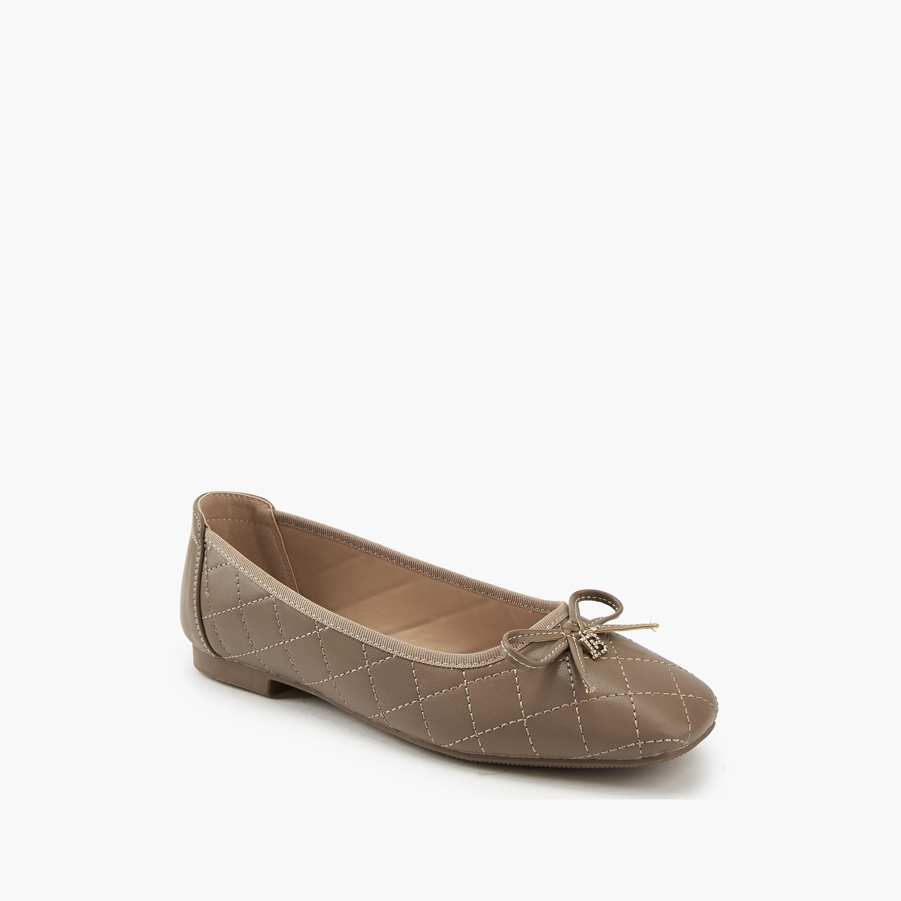 Flora Bella Quilted Ballerina Shoes with Bow Detail-women-shoes-flats-ballerinas-image-3