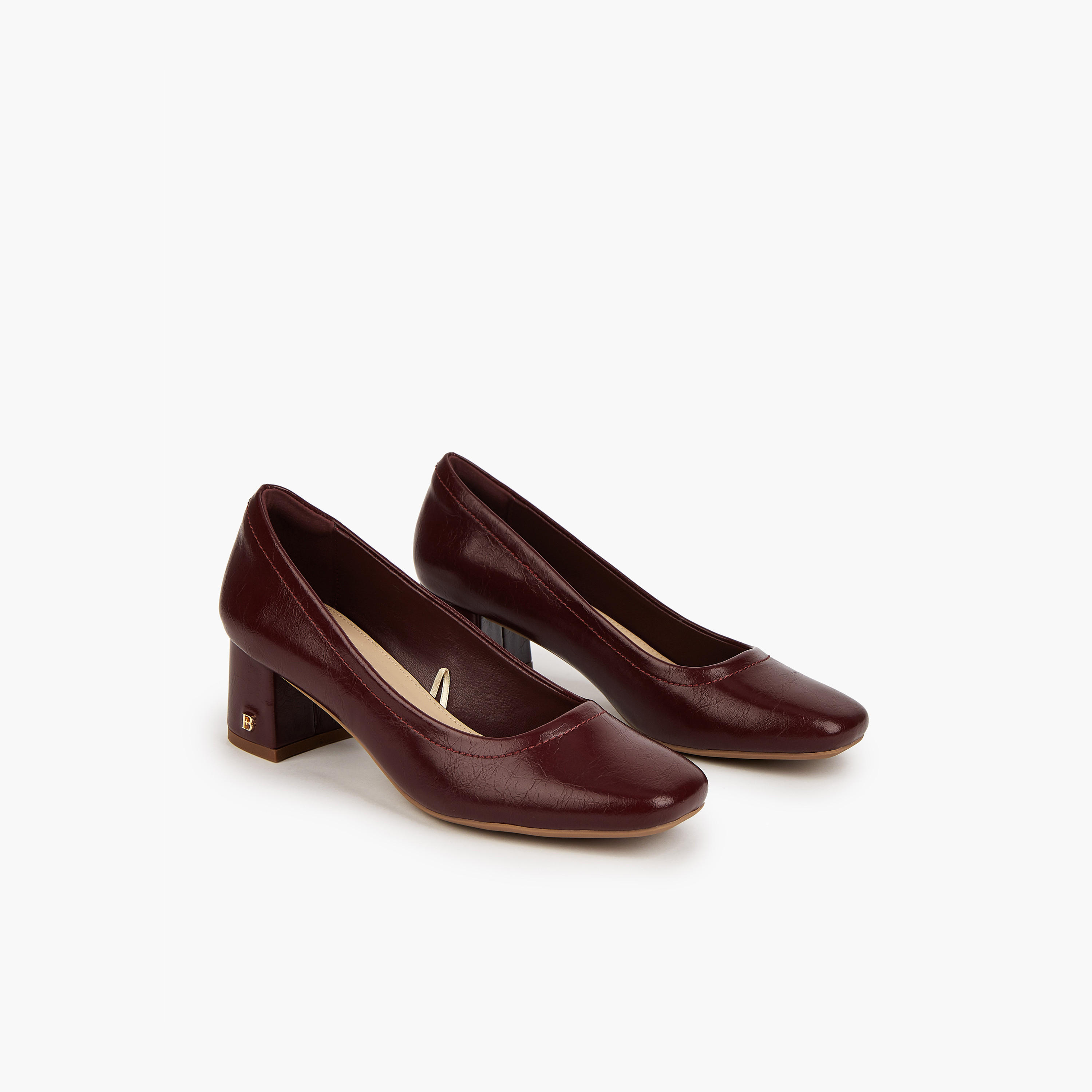 حذاء كلاسيكي سادة سهل الارتداء بكعب عريض من فلورا بيلا-women-shoes-heels-image-1