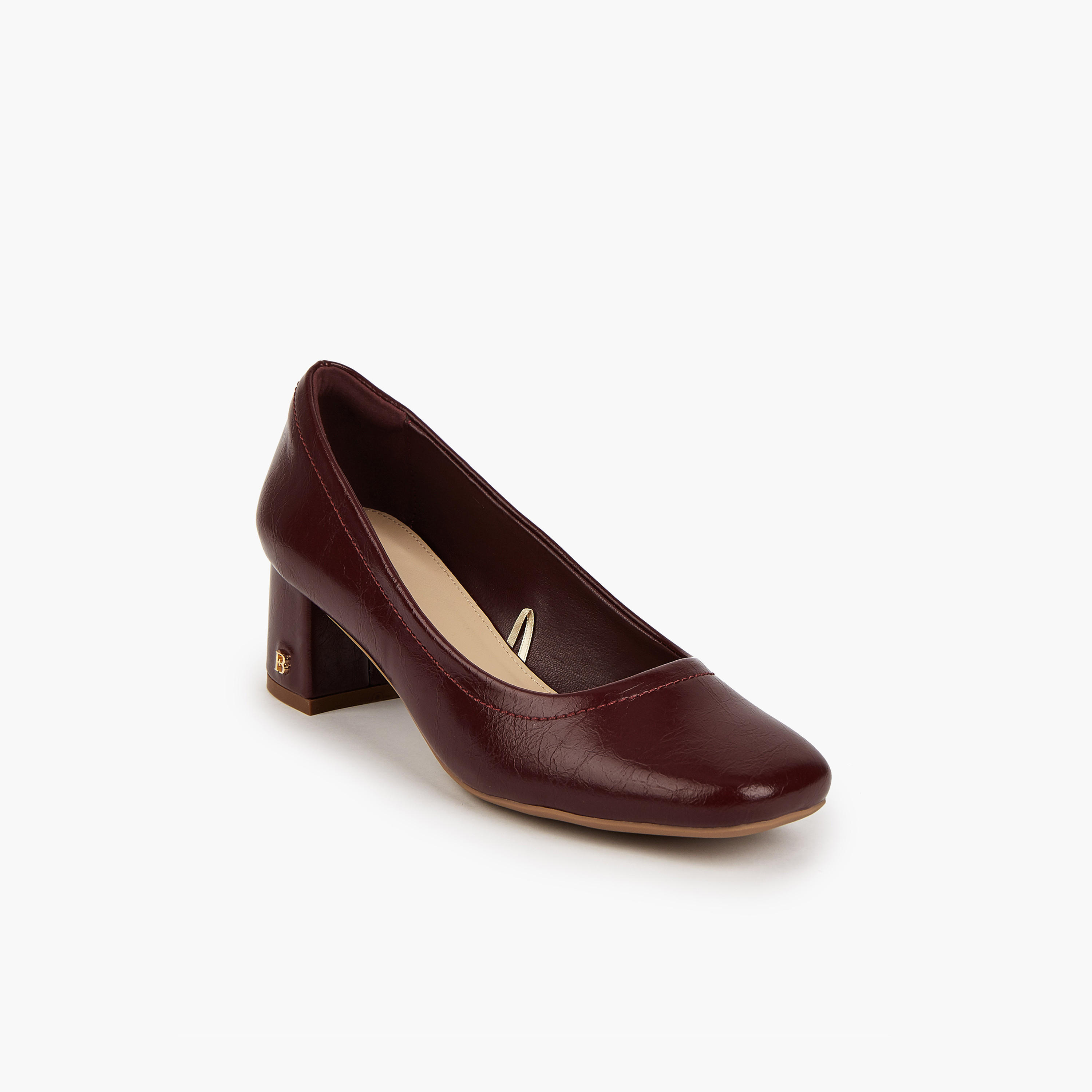 حذاء كلاسيكي سادة سهل الارتداء بكعب عريض من فلورا بيلا-women-shoes-heels-image-3