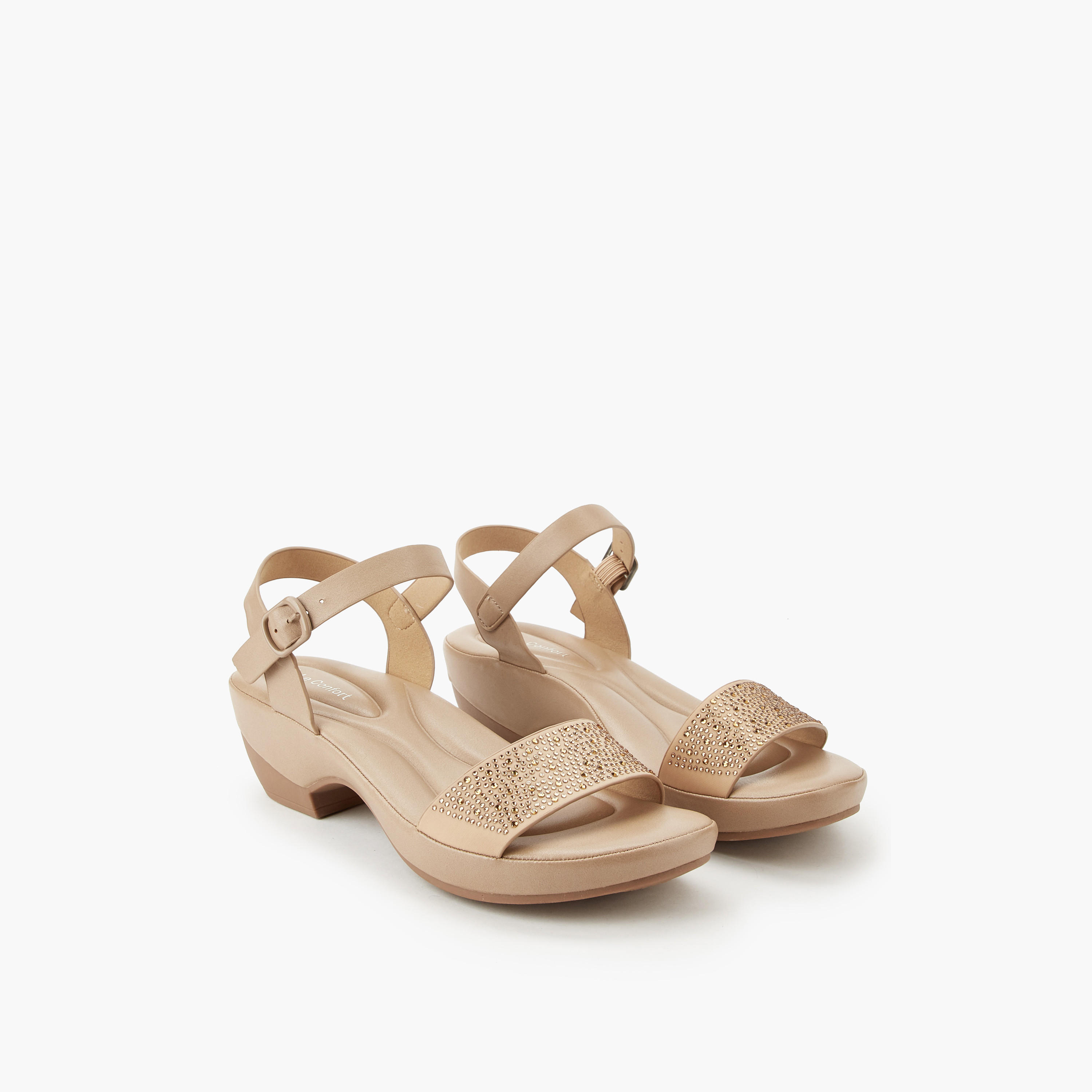 Le Confort Women Embellished Ankle Strap Sandals-women-shoes-sandals-heeled-image-1