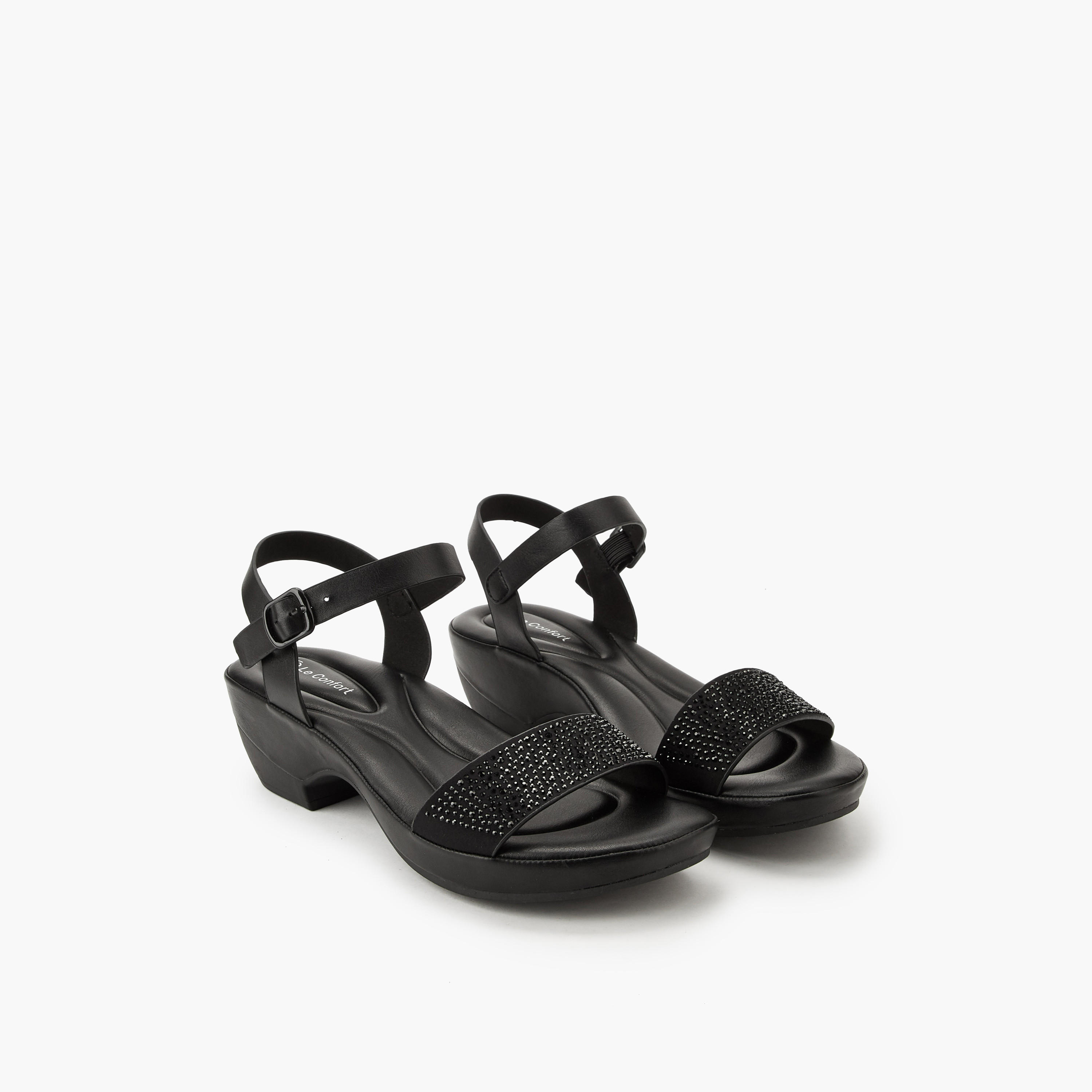 Le Confort Women Embellished Ankle Strap Sandals-women-shoes-sandals-heeled-image-1