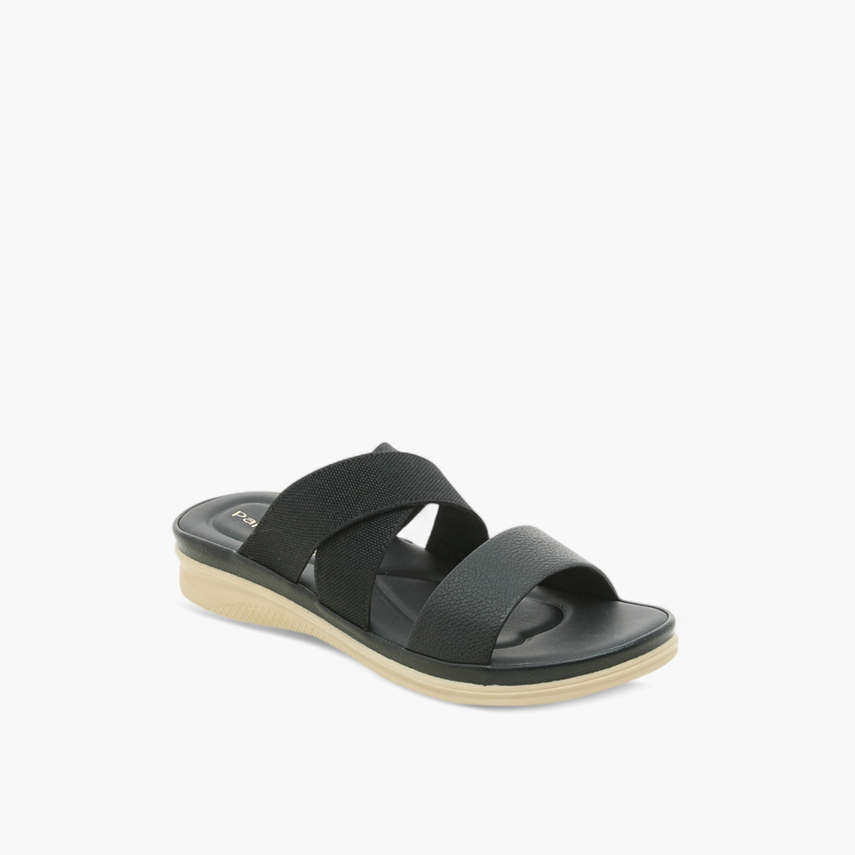 Paprika Textured Slip-On Cross Strap Sandals with Flat Heels-women-shoes-flats-sandals-image-2