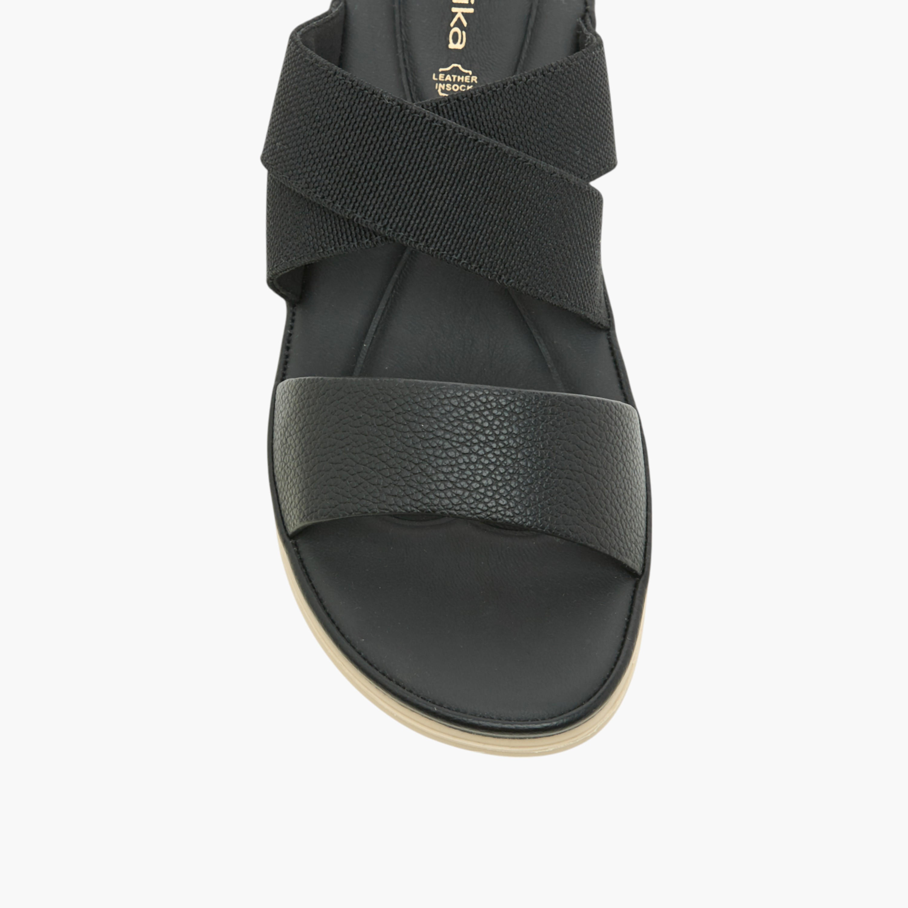 Paprika Textured Slip-On Cross Strap Sandals with Flat Heels-women-shoes-flats-sandals-image-4