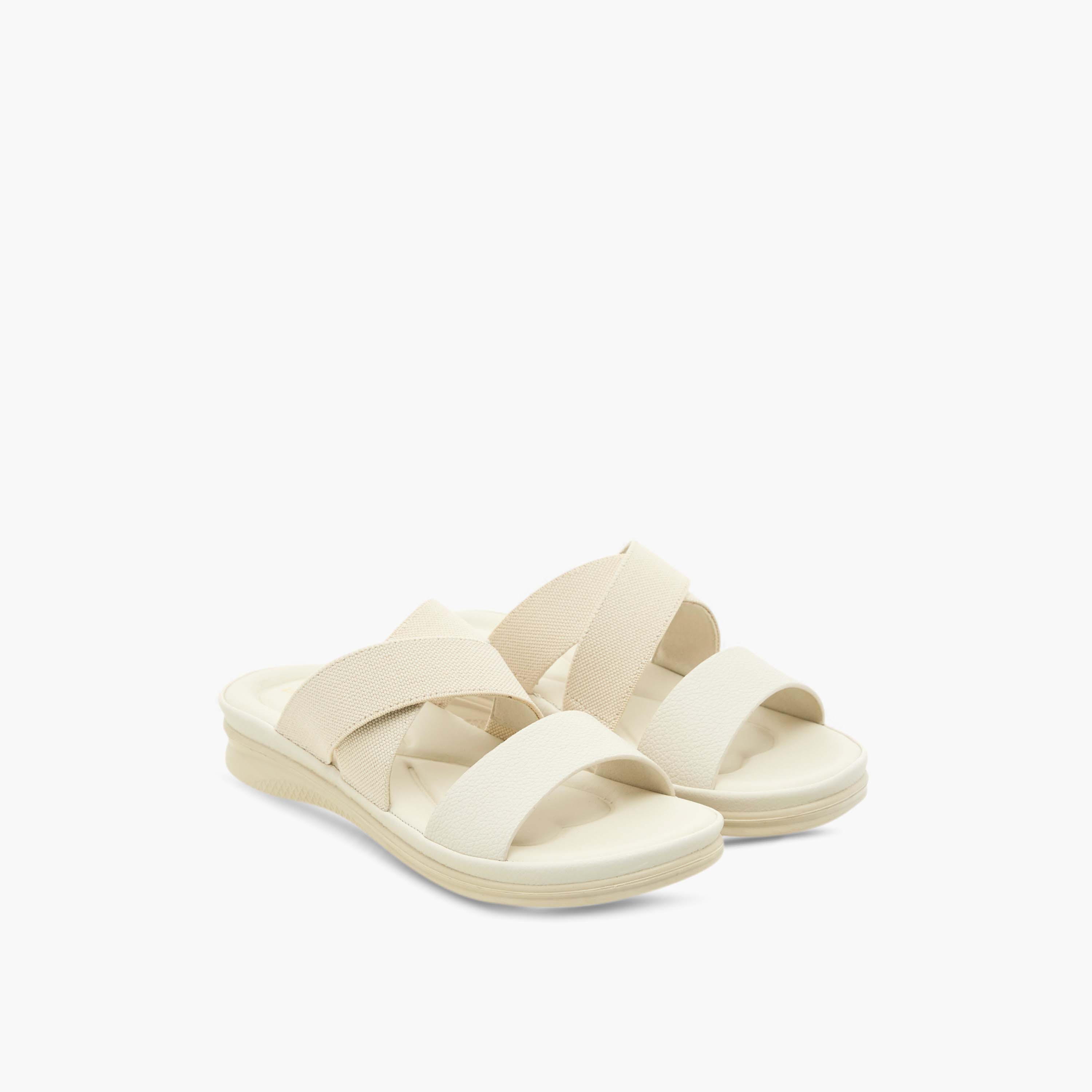 صندل بارز الملمس سهل الارتداء بأحزمة متقاطعة وكعب مسطّح من بابريكا-women-shoes-flats-sandals-image-1
