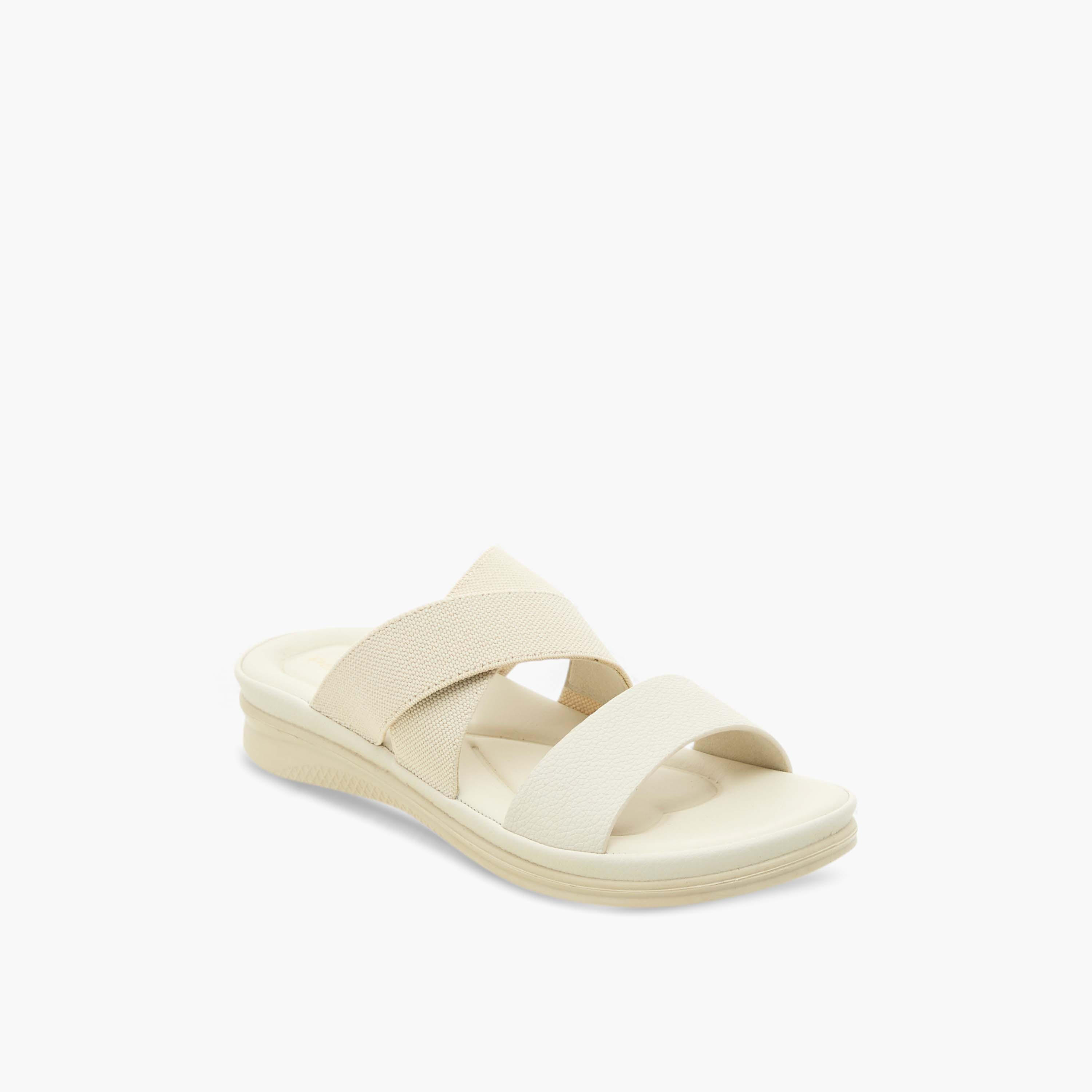 صندل بارز الملمس سهل الارتداء بأحزمة متقاطعة وكعب مسطّح من بابريكا-women-shoes-flats-sandals-image-2