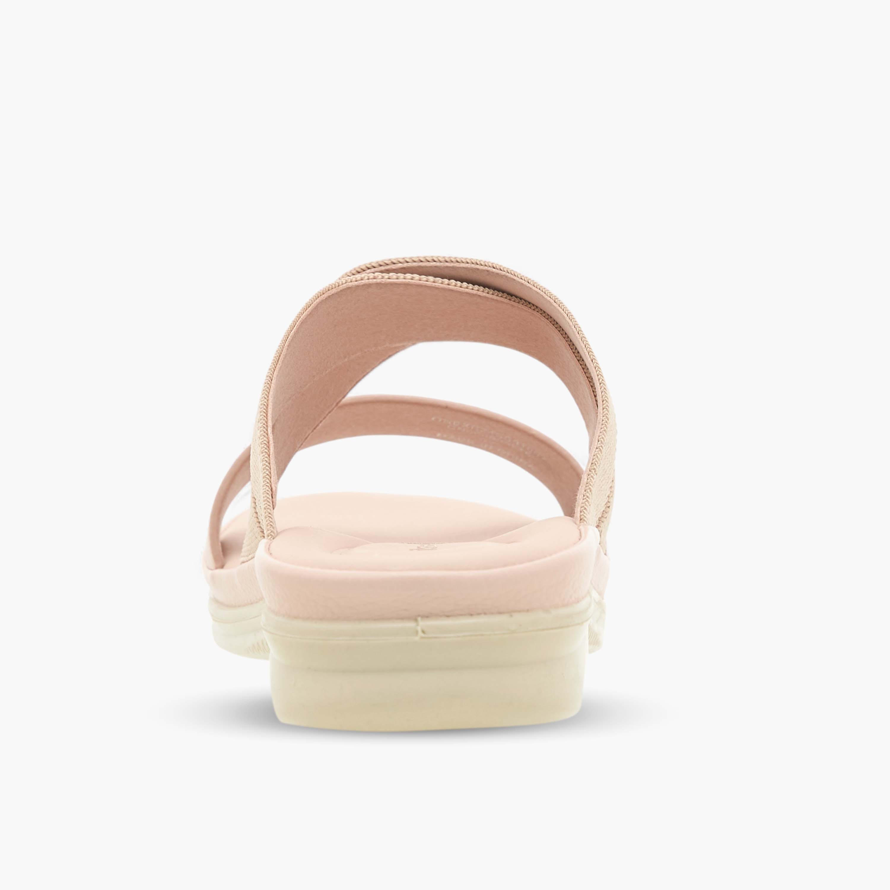 Paprika Textured Slip-On Cross Strap Sandals with Flat Heels-women-shoes-flats-sandals-image-5