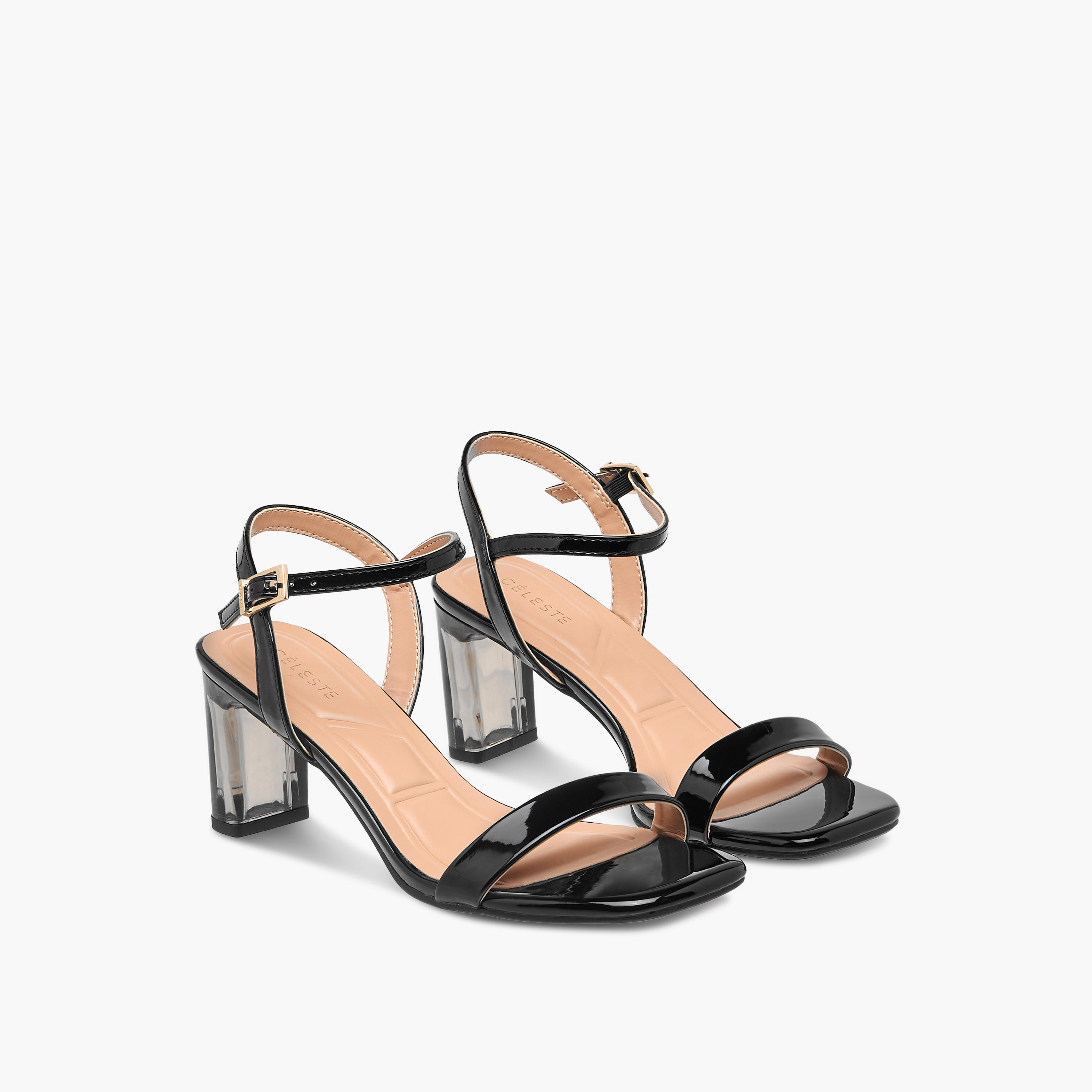 صندل سادة بكعب سميك وإبزيم إغلاق للنساء من سيليست-women-shoes-sandals-heeled-image-1