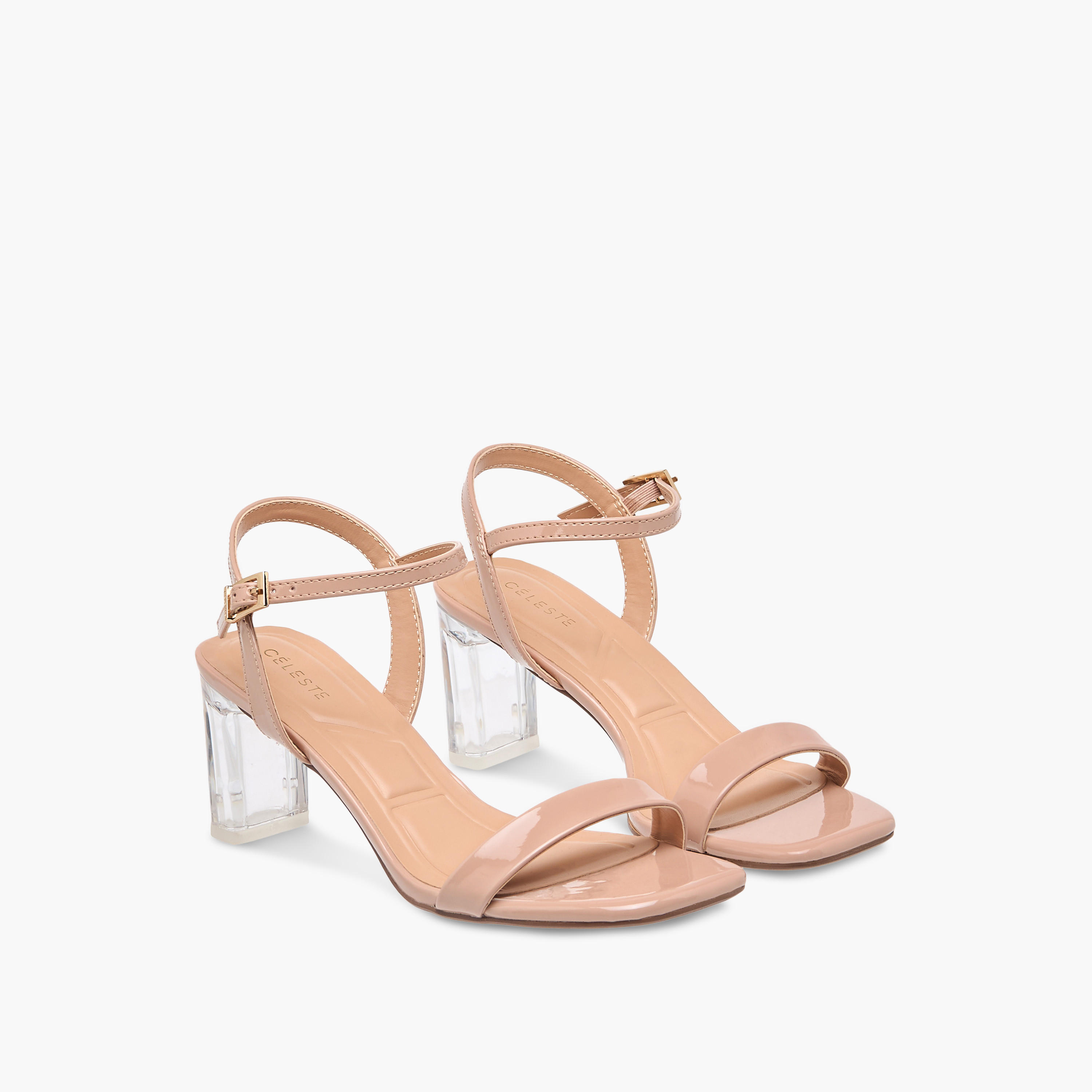 صندل سادة بكعب سميك وإبزيم إغلاق للنساء من سيليست-women-shoes-sandals-heeled-image-1